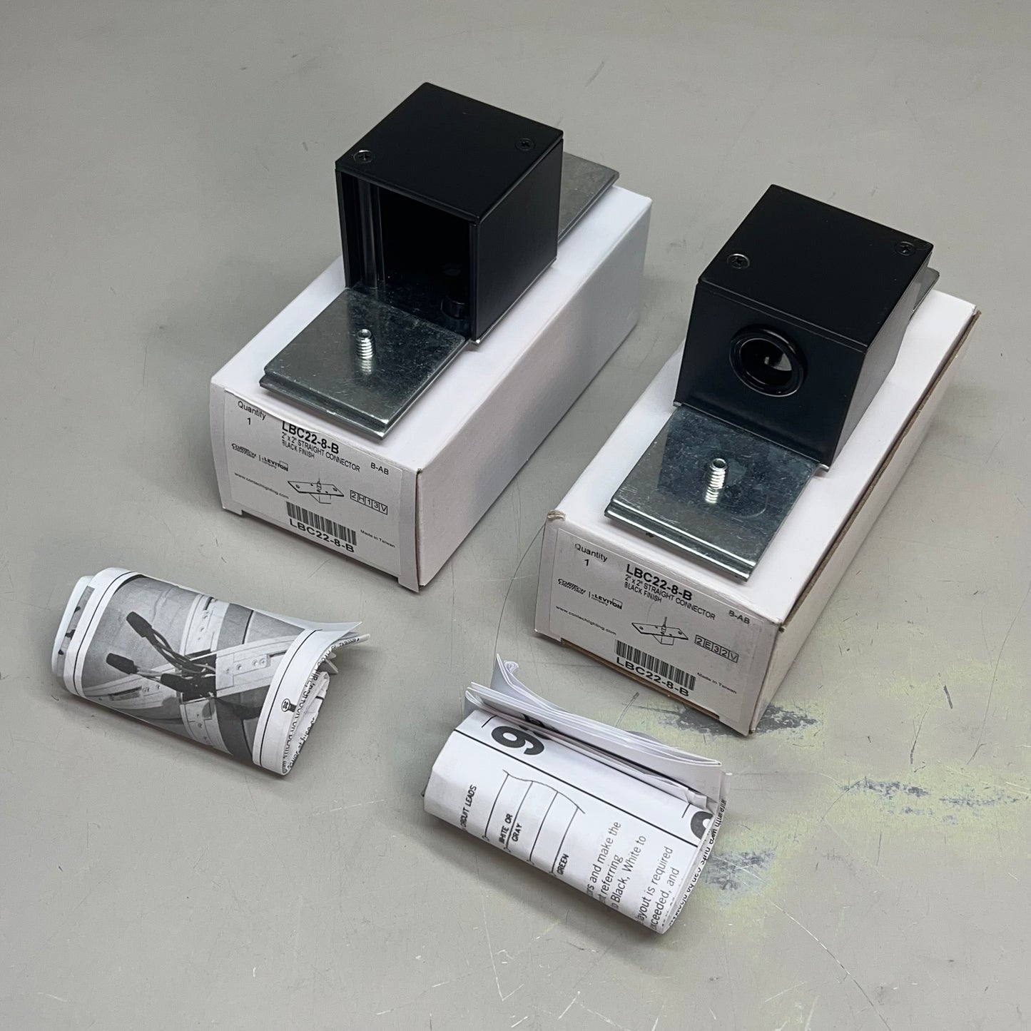 CONTECH (2 PACK) Straight Connector Track Lighting 2"x2" Black Finish LBC22-8-B