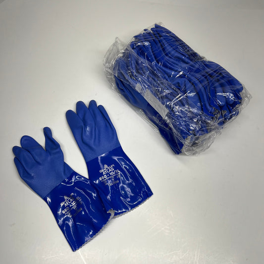 SHOWA Atlas 660 Rough Finish Triple Dipped Pvc Coating Gloves Unisex Sz XL Blue