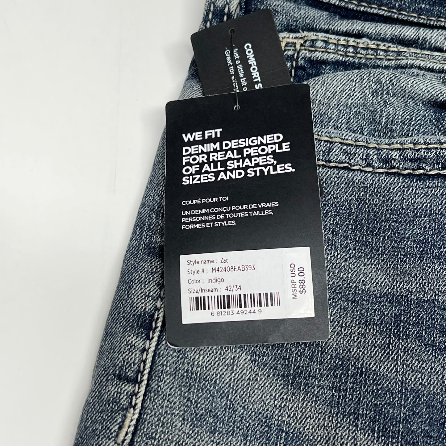 SILVER JEANS CO.  Zac Relaxed Fit Straight Leg Jean Men's Sz 42/34 Indigo