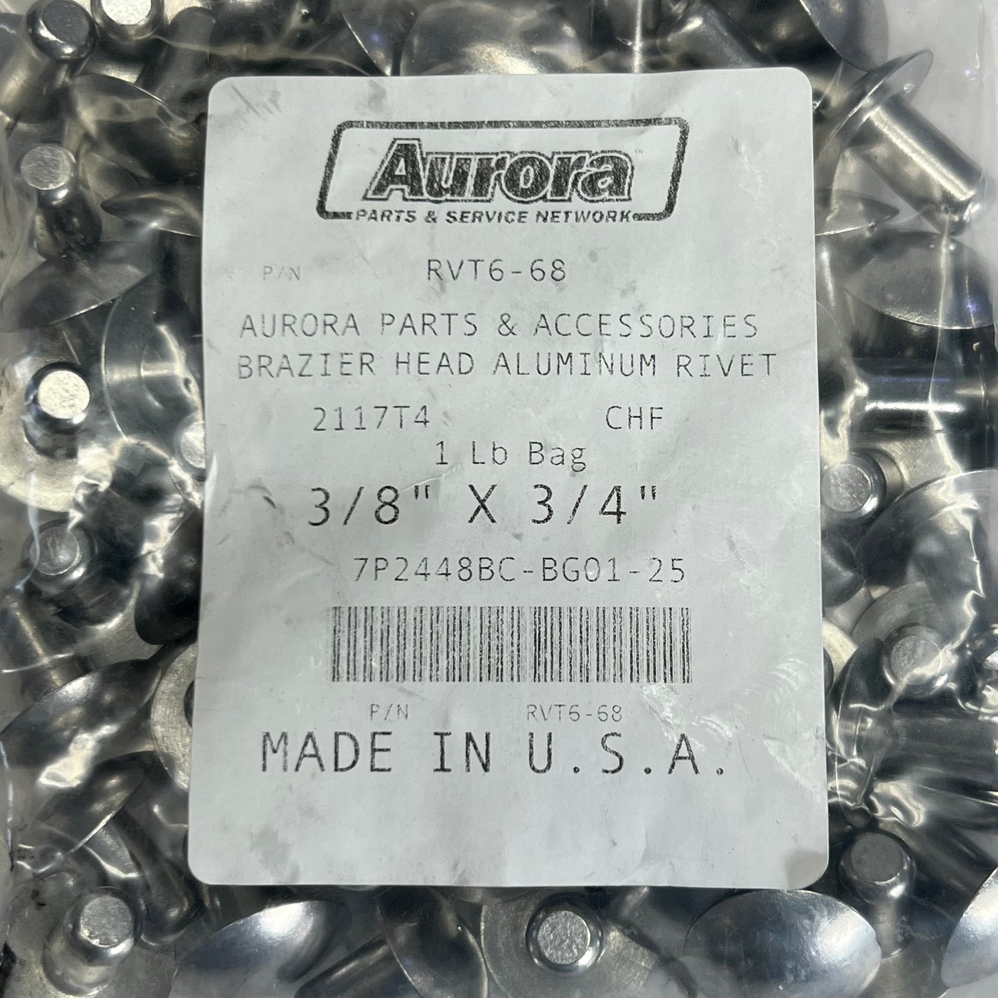 AURORA (68 Each) Brazier Head Aluminum Rivet Sz 3/8" x 3/4", Grey RVT6-68