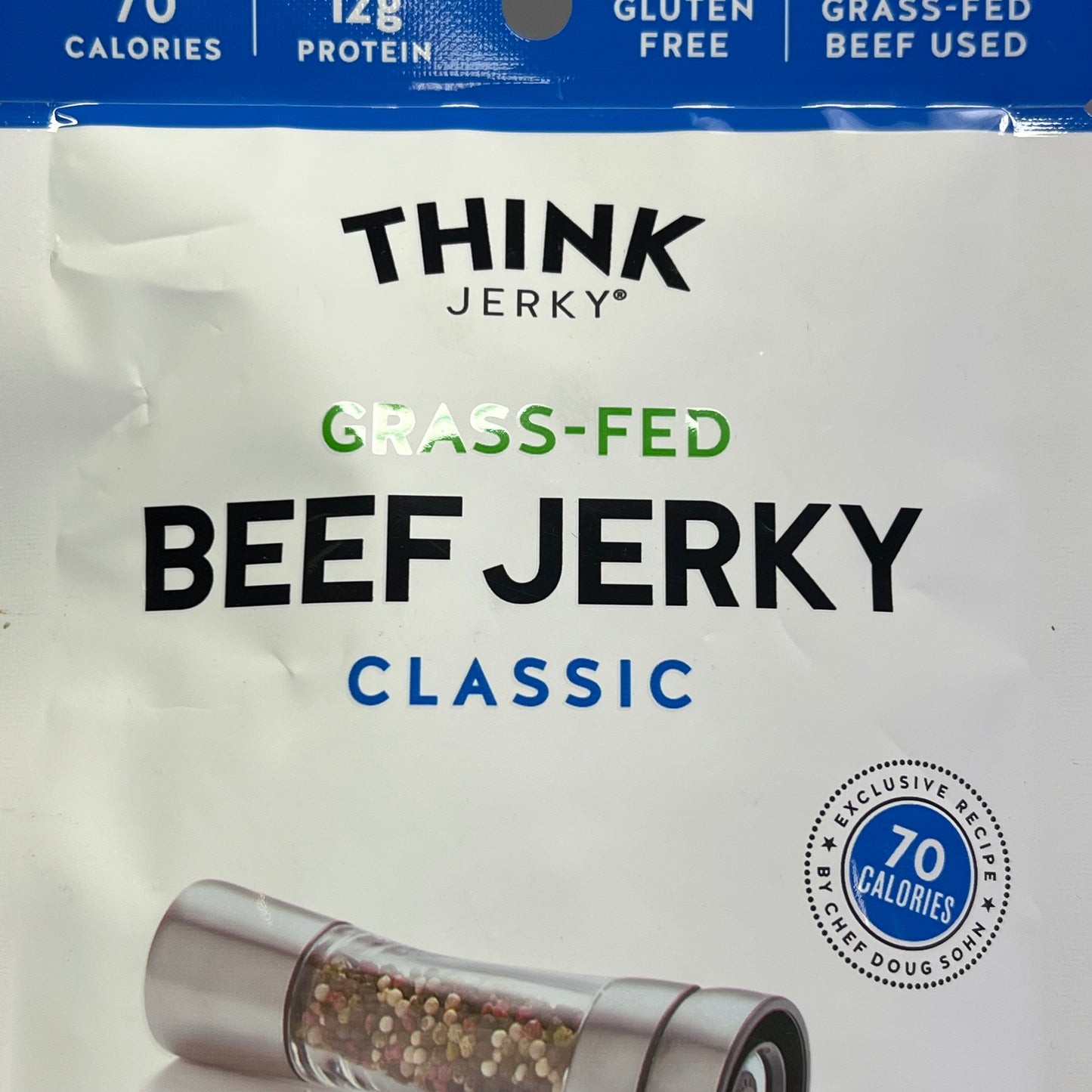 THINK (10 PACK) Gluten Free Grass Fed Classic Flavor Beef Jerky 1 Oz BB 11/26