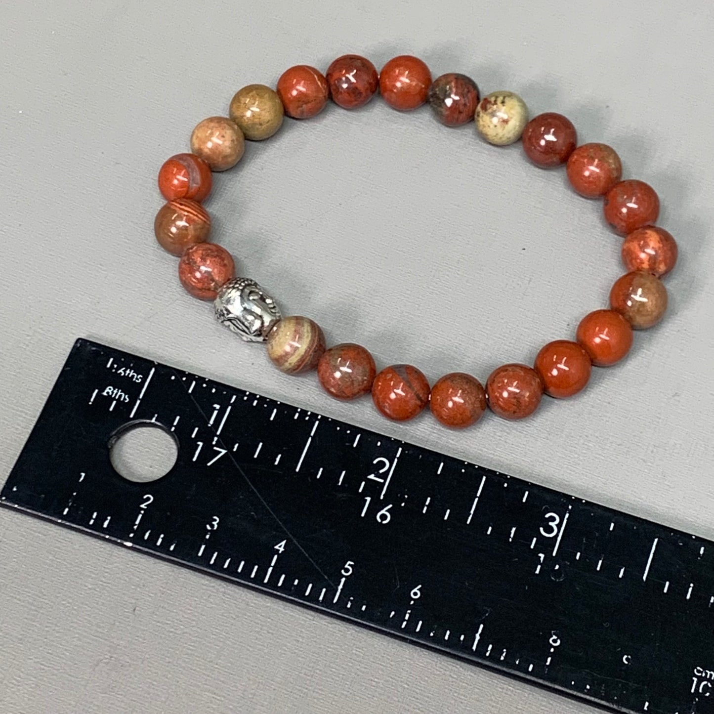 BEST WHOLESALE 12-PACK! Buddha Head Beaded Calm Jasper Crystal Bracelets 3"