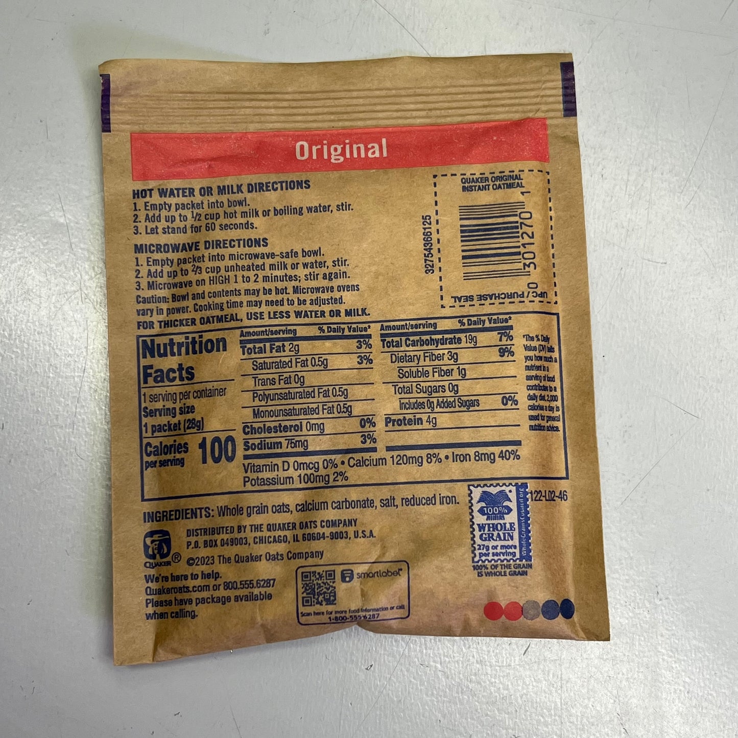 QUAKER (48 COUNT) Instant Oatmeal Original Flavor Individual Packages BB 05/26