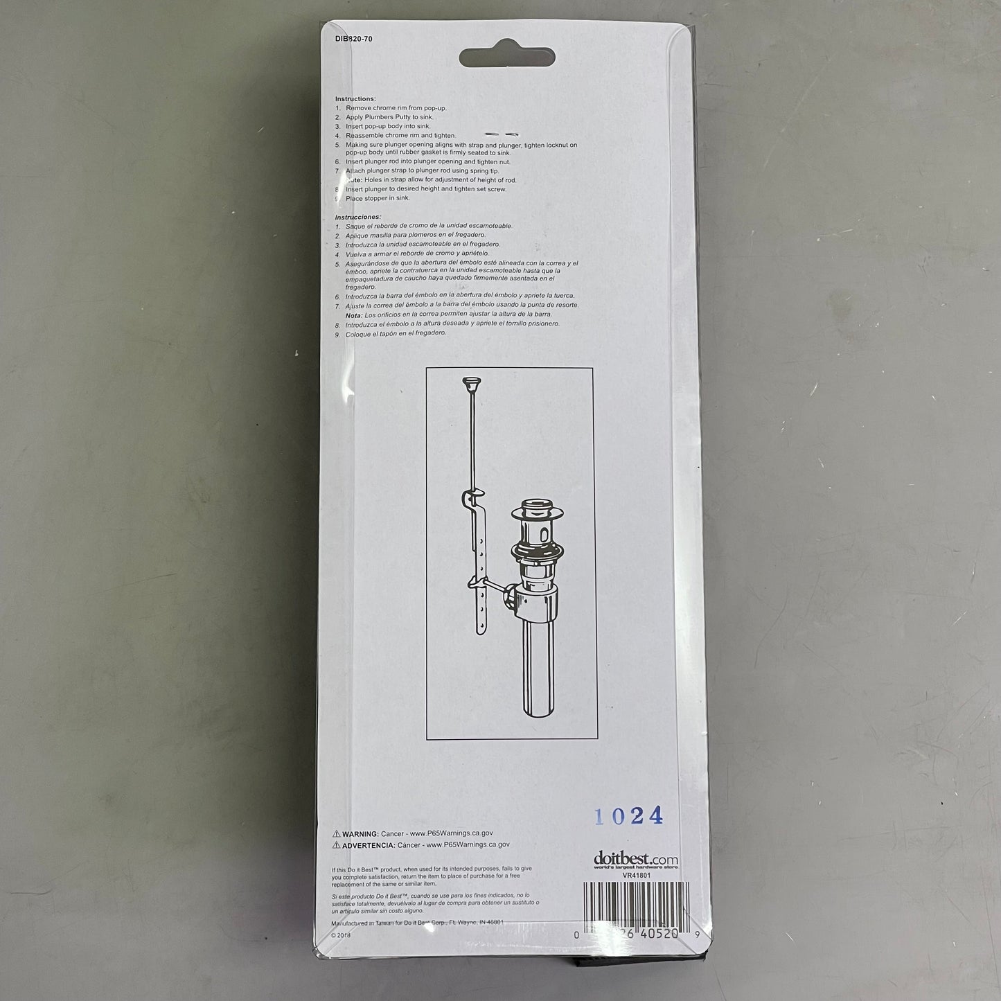 DO IT BEST Sink Pop-Up Assembly 1-1/4" Chrome-Plated DIB820-70 418738