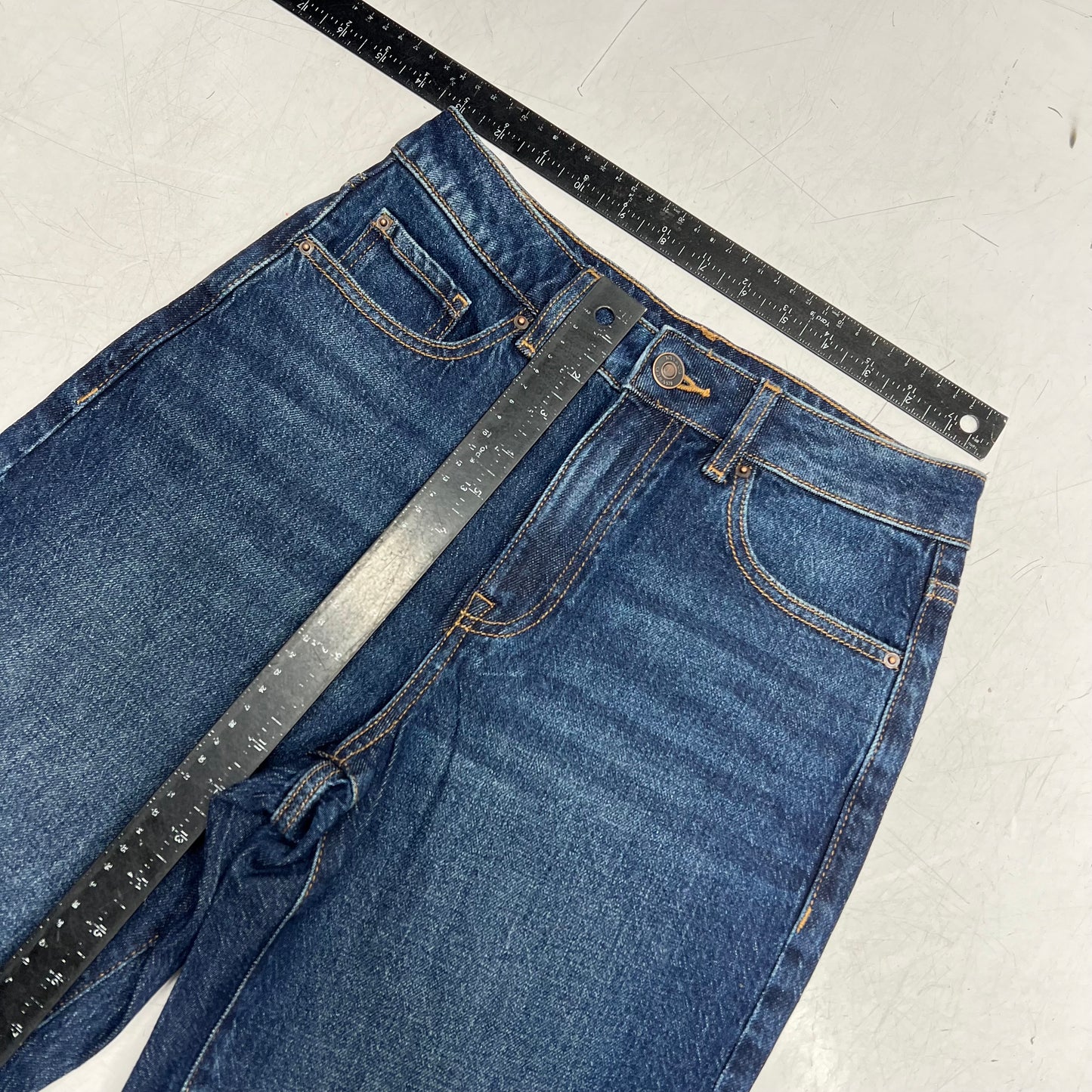 RW & CO High Rise Straight Leg Jeans Women's Sz 26 Dark Blue Wash 487897