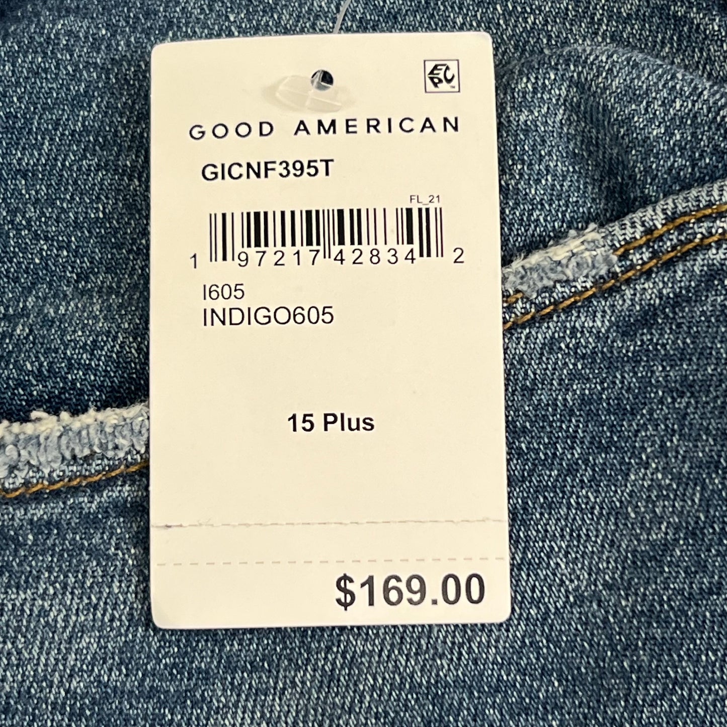 GOOD AMERICAN Good Icon High Rise Straight Leg Jeans Women's Sz 15+ Indigo605 GICNF395T