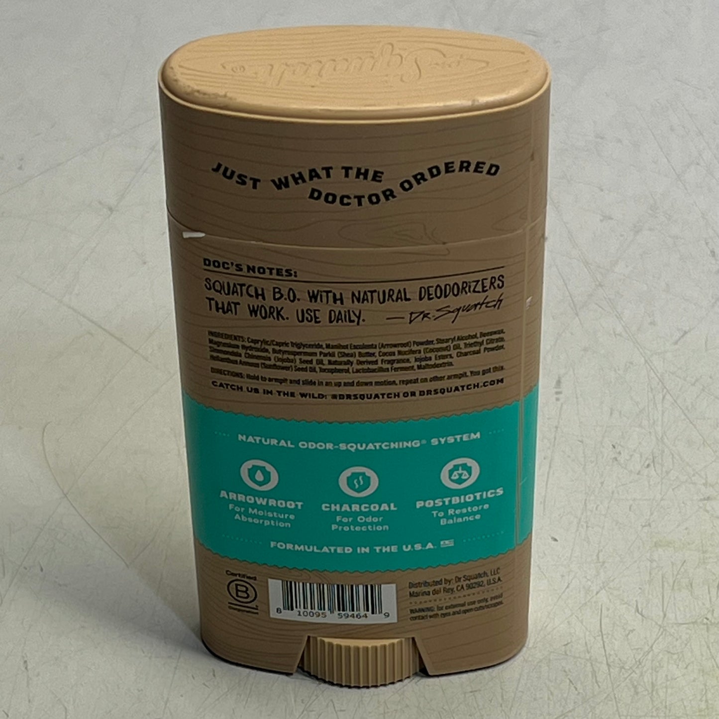 DR SQUATCH (2 PACK) Natural Deodorant For Men Coconut Castaway Scent 2.65 Oz