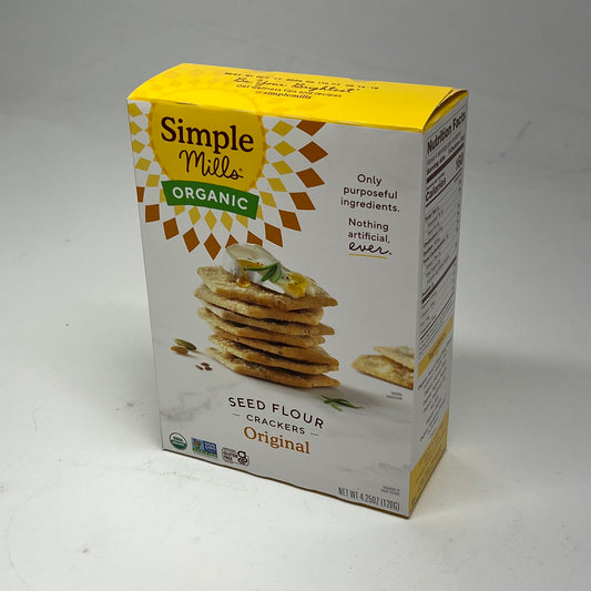 ZA@ SIMPLE MILLS (6 PACK) Organic Seed Flour Crackers Original Flavor 4.2oz BB 10/26