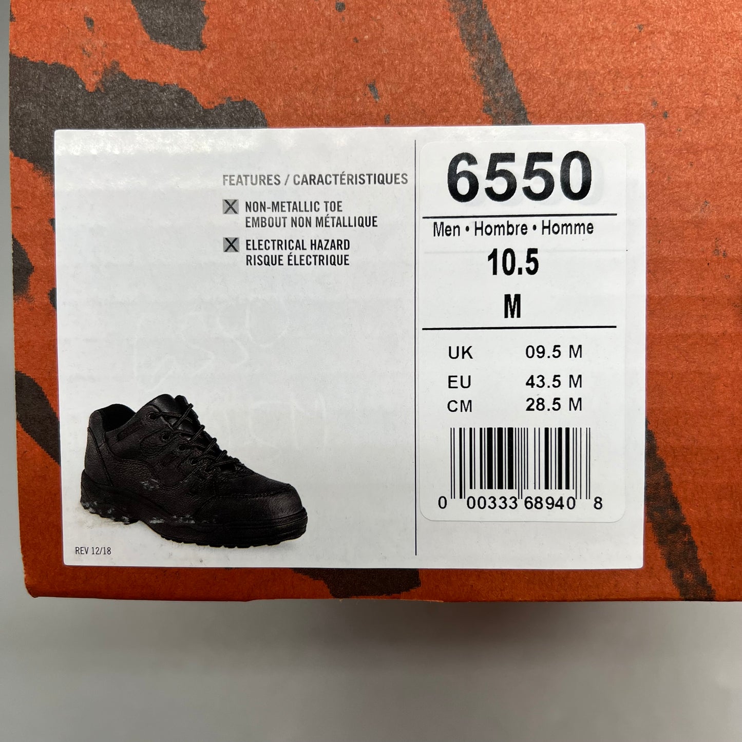 RED WING SHOES Safety Toe Non Metallic Oxford Shoe Men's Sz 10.5 M Black 6550