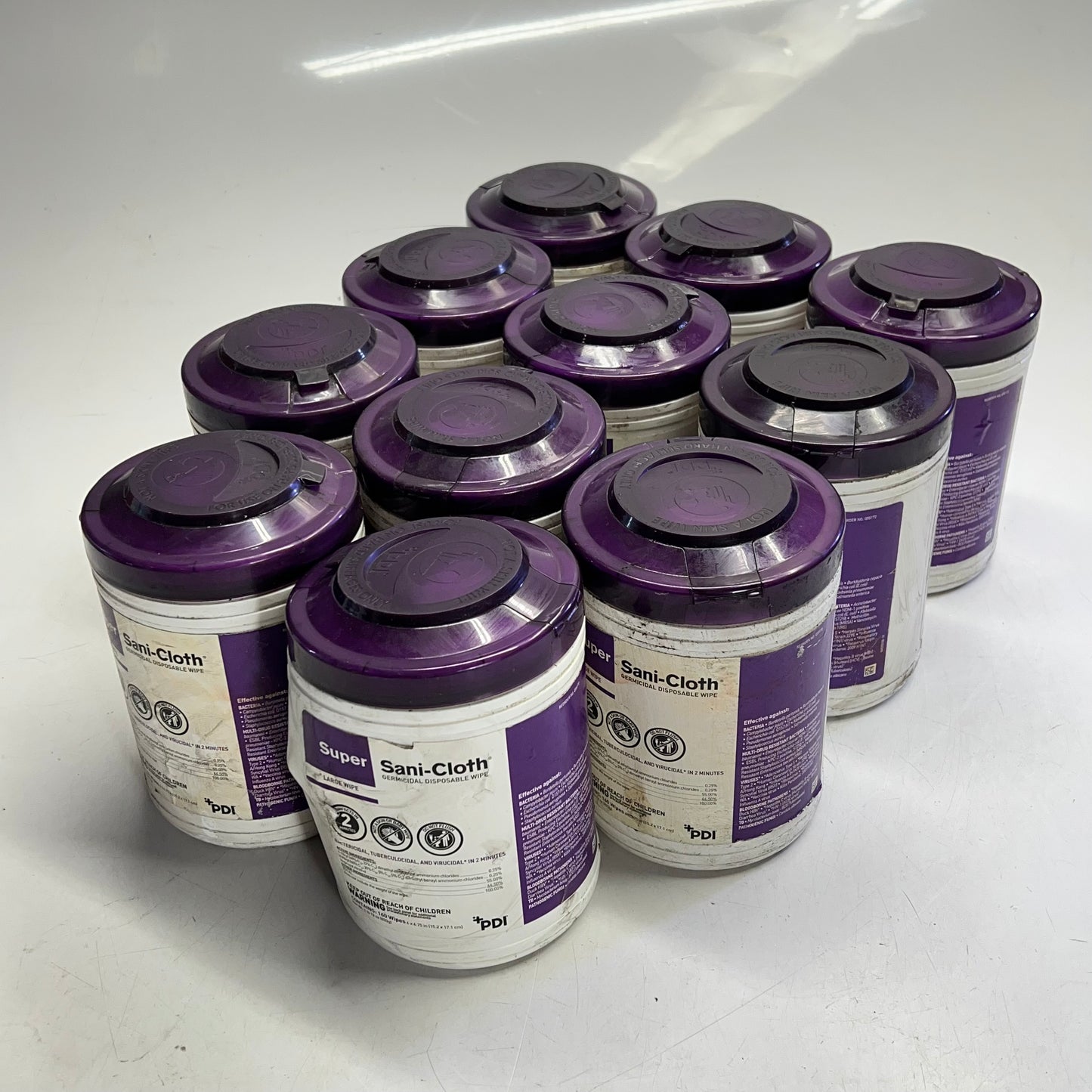 ZA@ PDI (11 PACK) Super Sani-Cloth Large Wipes 160ct Each BB 04/2025 (As-Is Dirty/Dented)