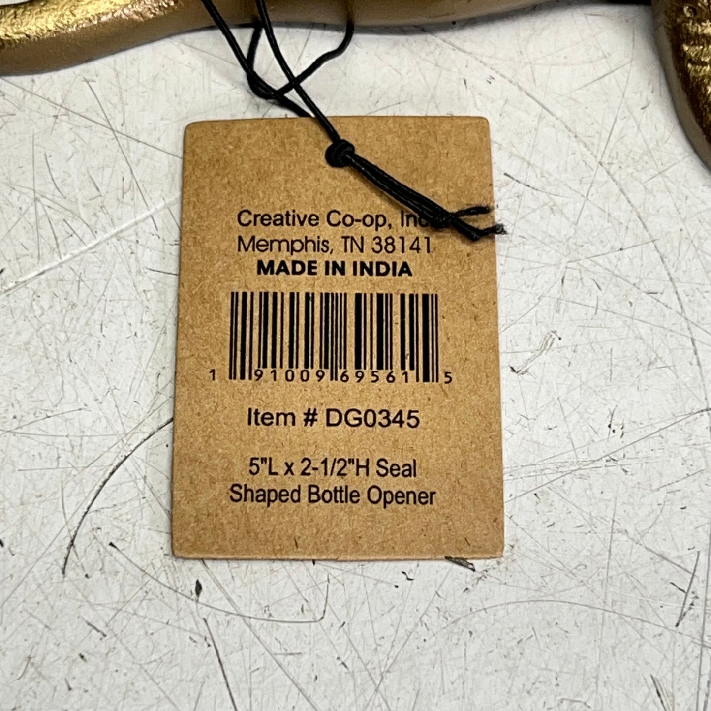 ZA@ CREATIVE CO OP Seal Shaped Bottle Opener  6" Antique Gold DG0345
