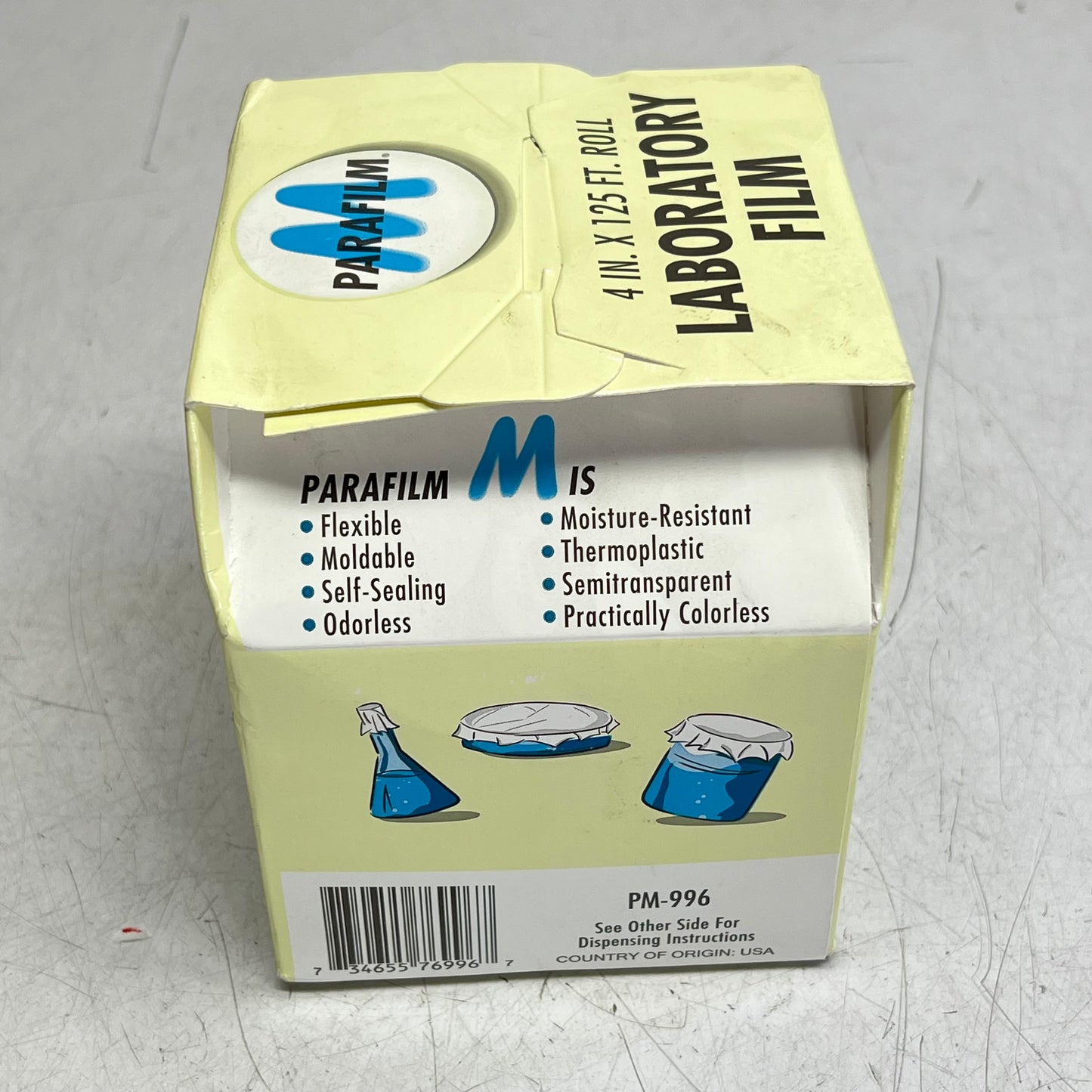 PARAFILM Flexible Laboratory Sealing Film 4" x 125' Roll Clear PM-996