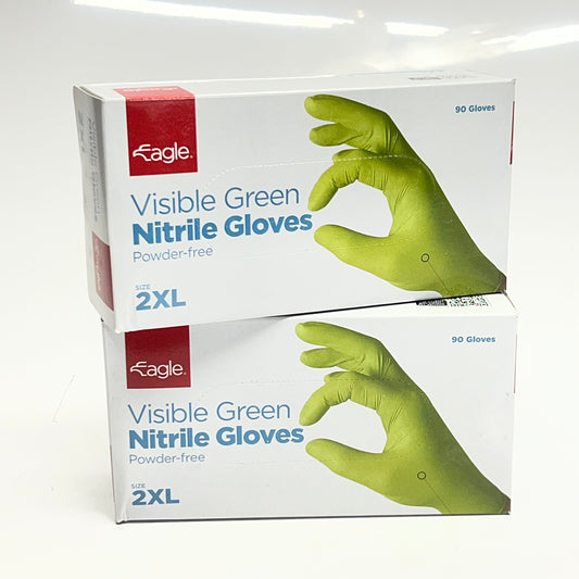 EAGLE (180 Gloves) Green Highly Visible Nitrile Disposable Gloves 2XL 1031612