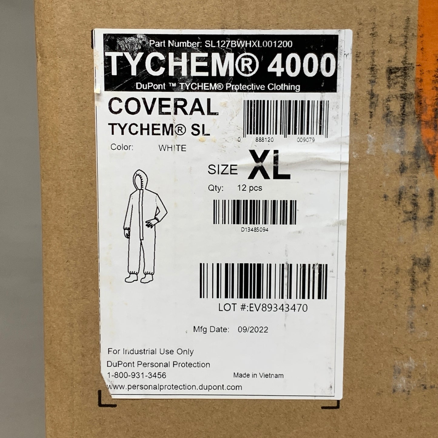 TYCHEM 12-PACK! 4000 Coveralls Elastic Sz XL White 4LUH1 (New)