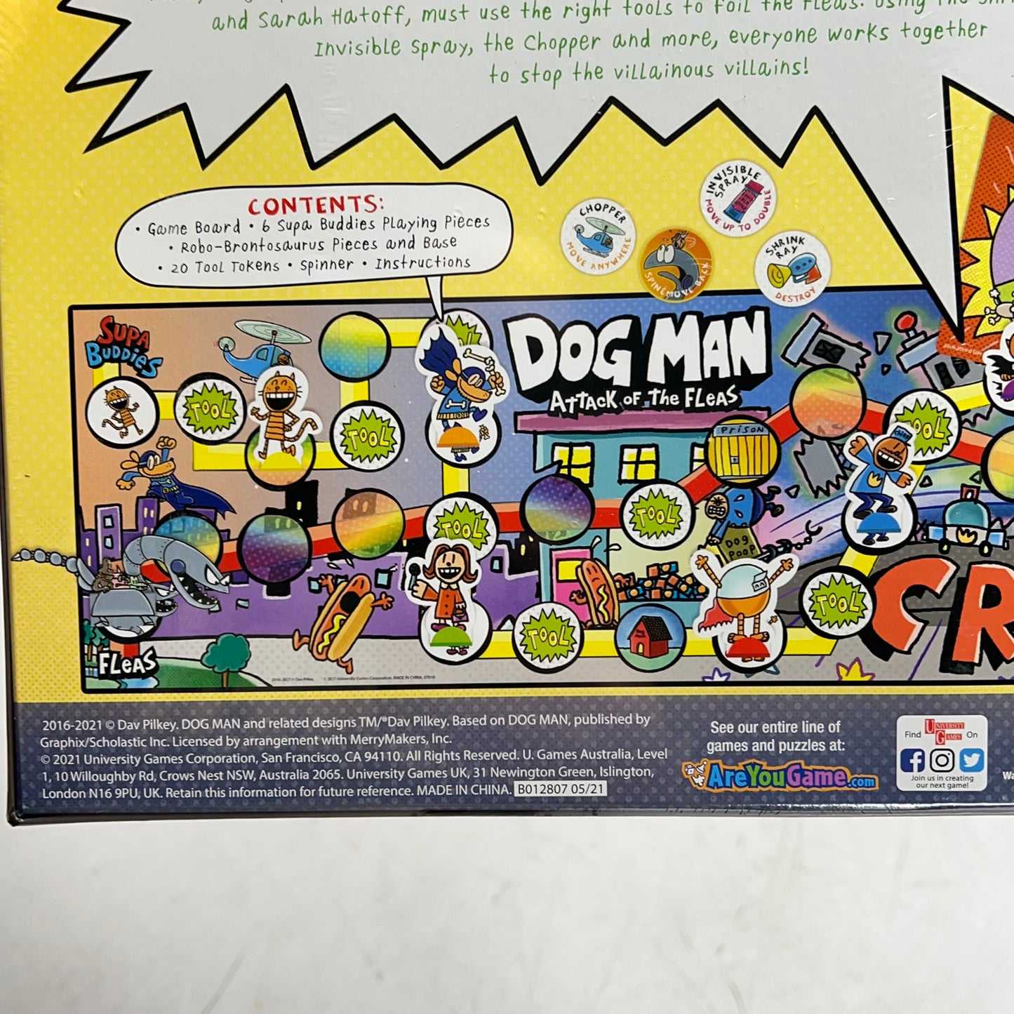 ZA@ UNIVERSITY GAMES Dog Man: Attack of the Fleas Board Game Ages 6 & UP 2-6 Players