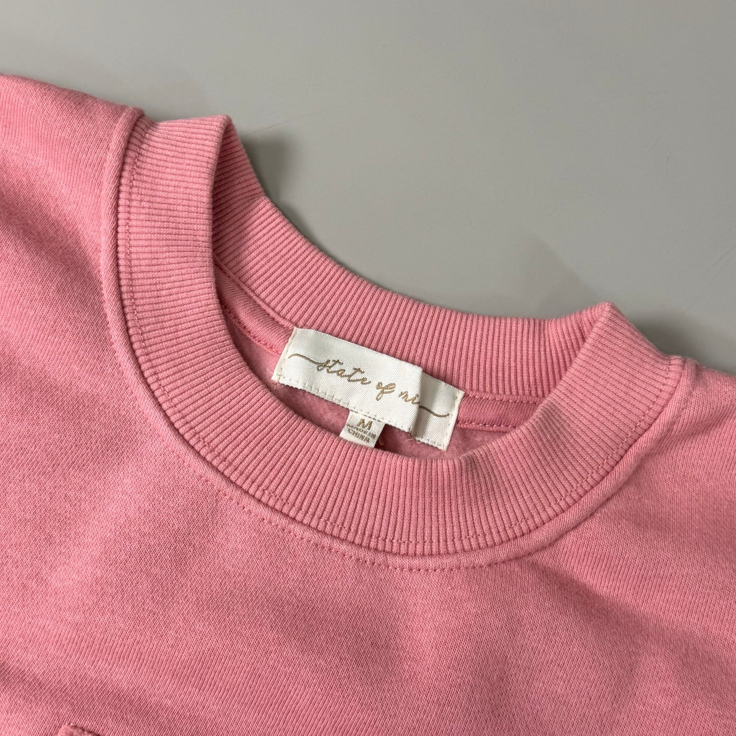 STATE OF MINE Sewn on New Mexico Crewneck Hoodie Blush Pink Women's Sz M 15711