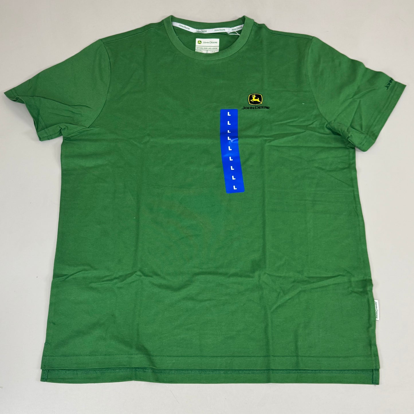 JOHN DEERE Embroidered Logo Short Sleeve Tee Shirt Men's Sz L Green 1896842