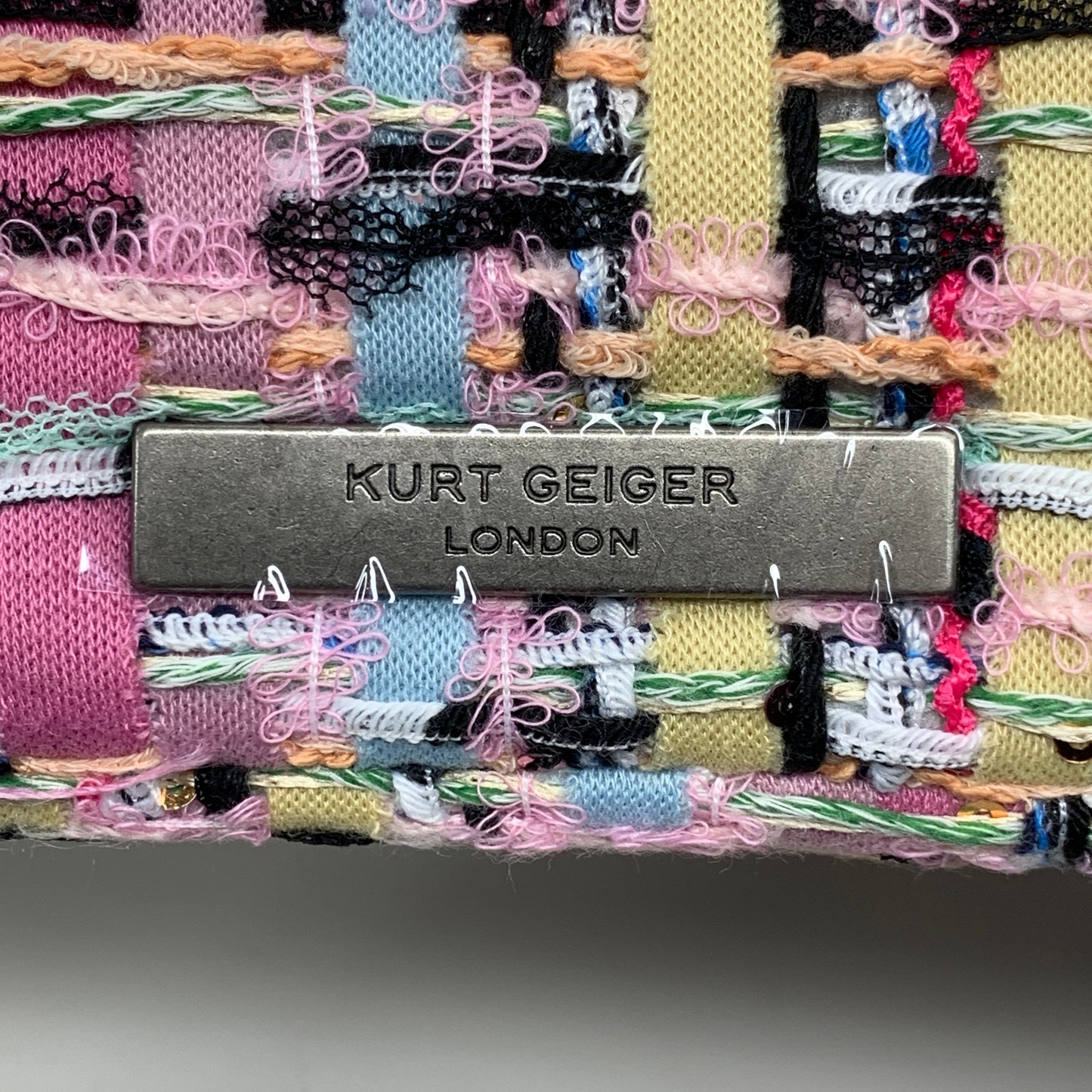 KURT GEIGER Mini Kensington Fabric Love Evening Bag 8" x 6" Multi-Color 8885269609