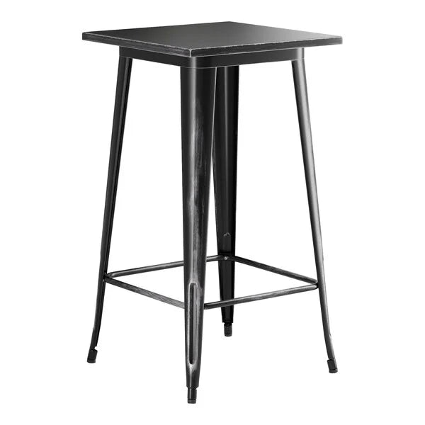 LANCASTER Table & Seating Alloy Series Sz 24" x 24" Bar Height Outdoor/Indoor Table Distressed Onyx Black 164RB242BKD