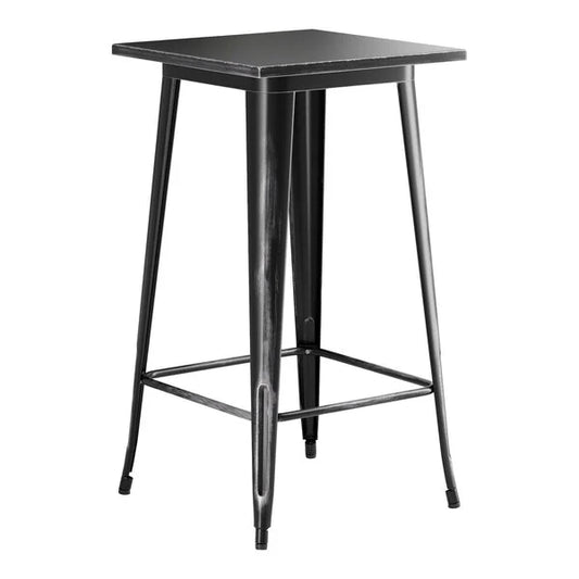 LANCASTER Table & Seating Alloy Series Sz 24" x 24" Bar Height Outdoor/Indoor Table Distressed Onyx Black 164RB242BKD