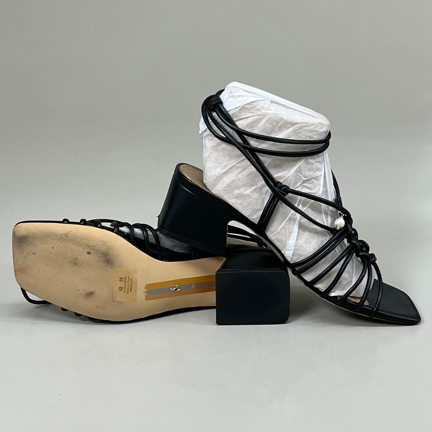 SAM EDELMAN Women's Westley Sandal Black Nappa Size 7 1/2