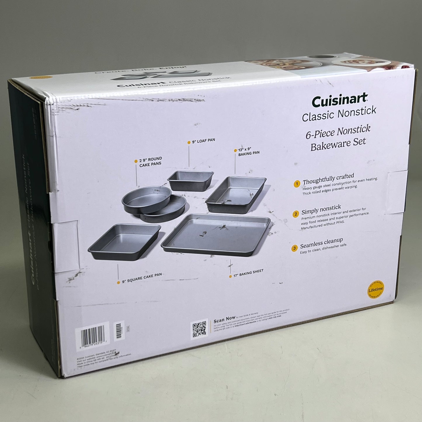 CUISINART 6-Pieces Nonstick Bakeware Set Sz 13.9" X 7.2" X 20", Grey MB-6S