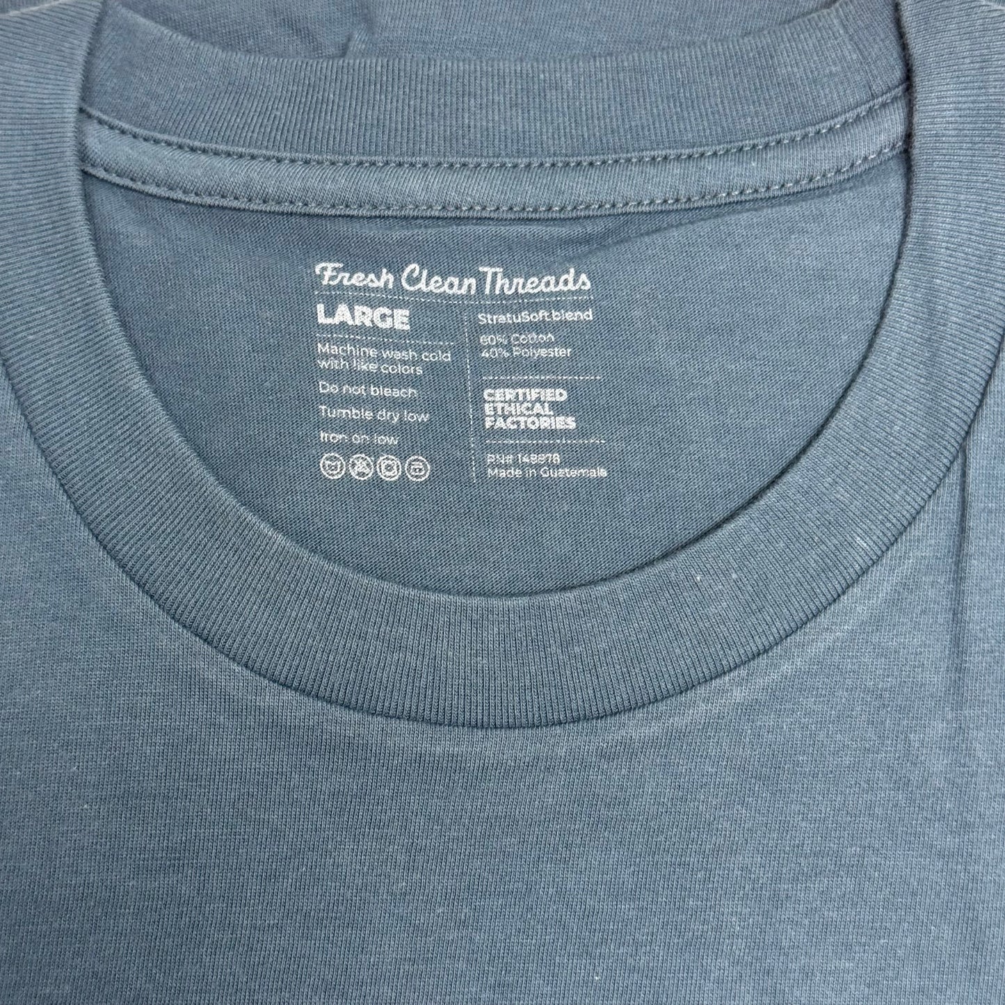 FRESH CLEAN THREADS Sea Blue Short Sleeve Crew Neck T-Shirt Sz L - Sea Blue AA14-C-L