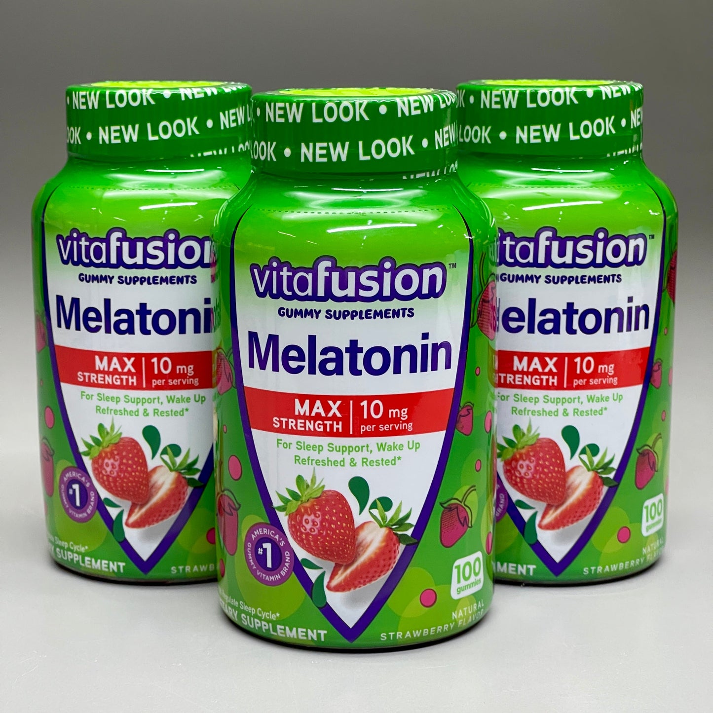 ZA@ VITAFUSION 3-PACK! Melatonin Max Strength Gummies 10mg 100 Gummies BB 06/24 F