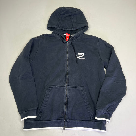NIKE Sports Wear Full Zip Hoodie Unisex Sz L Black/White (Pre-Owned)