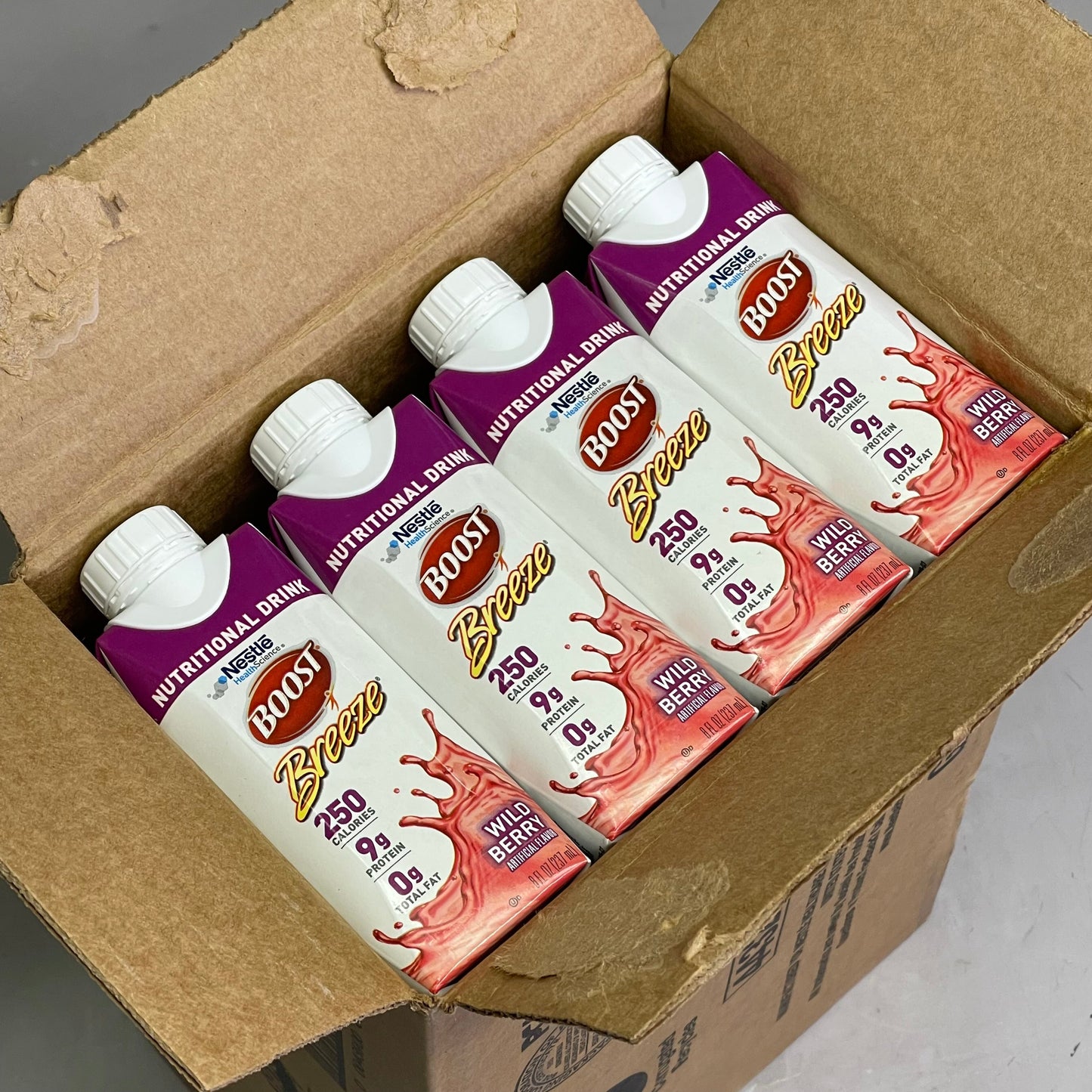 ZA@ NESTLE (24 Pack) Boost Breeze Wild Berry Flavor 8 fl oz BB 12/25 B