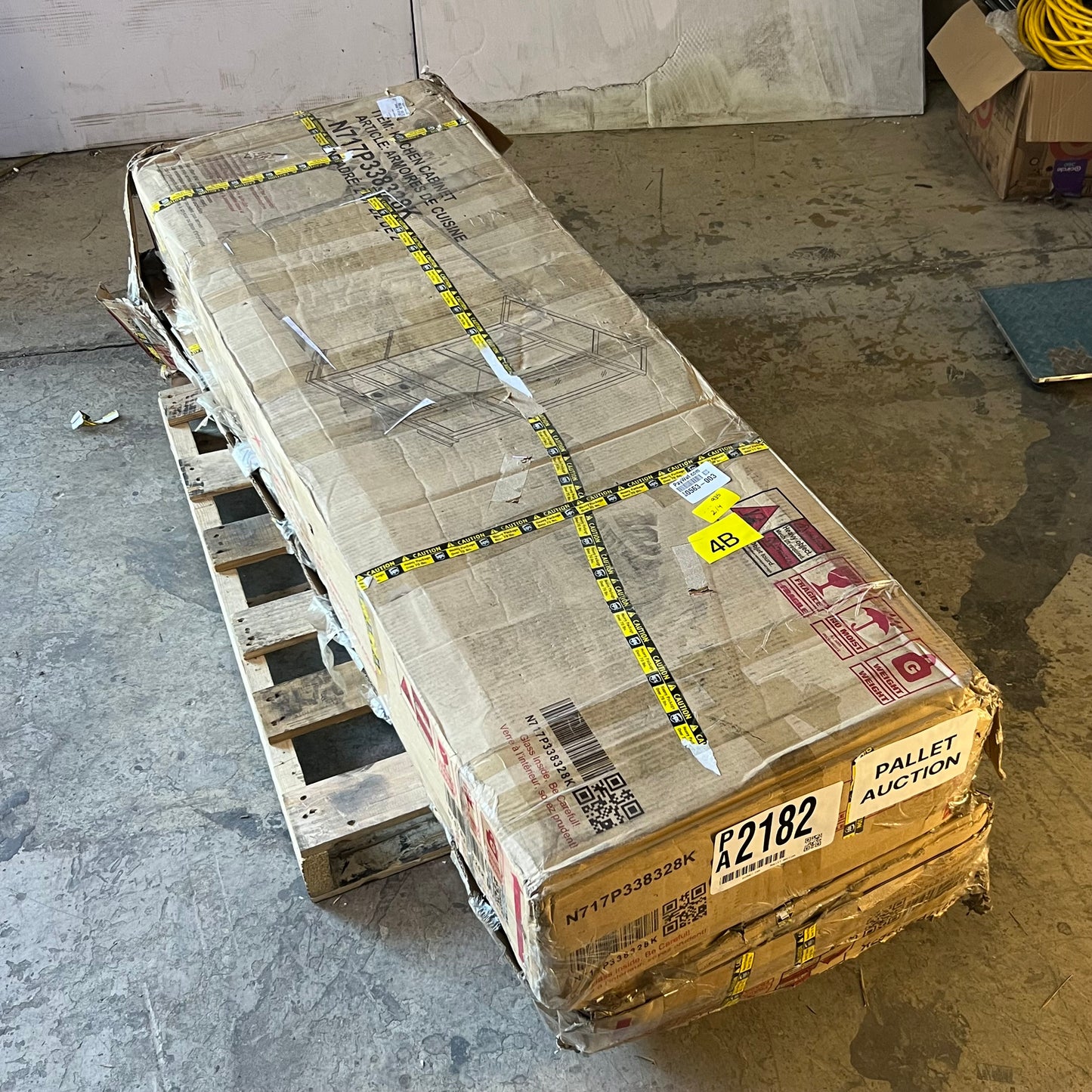 ZA@ Pallet of CADDEN BROS (2 Cabinets) Kitchen Cabinet White N717P338328K (AS-IS, Damage)