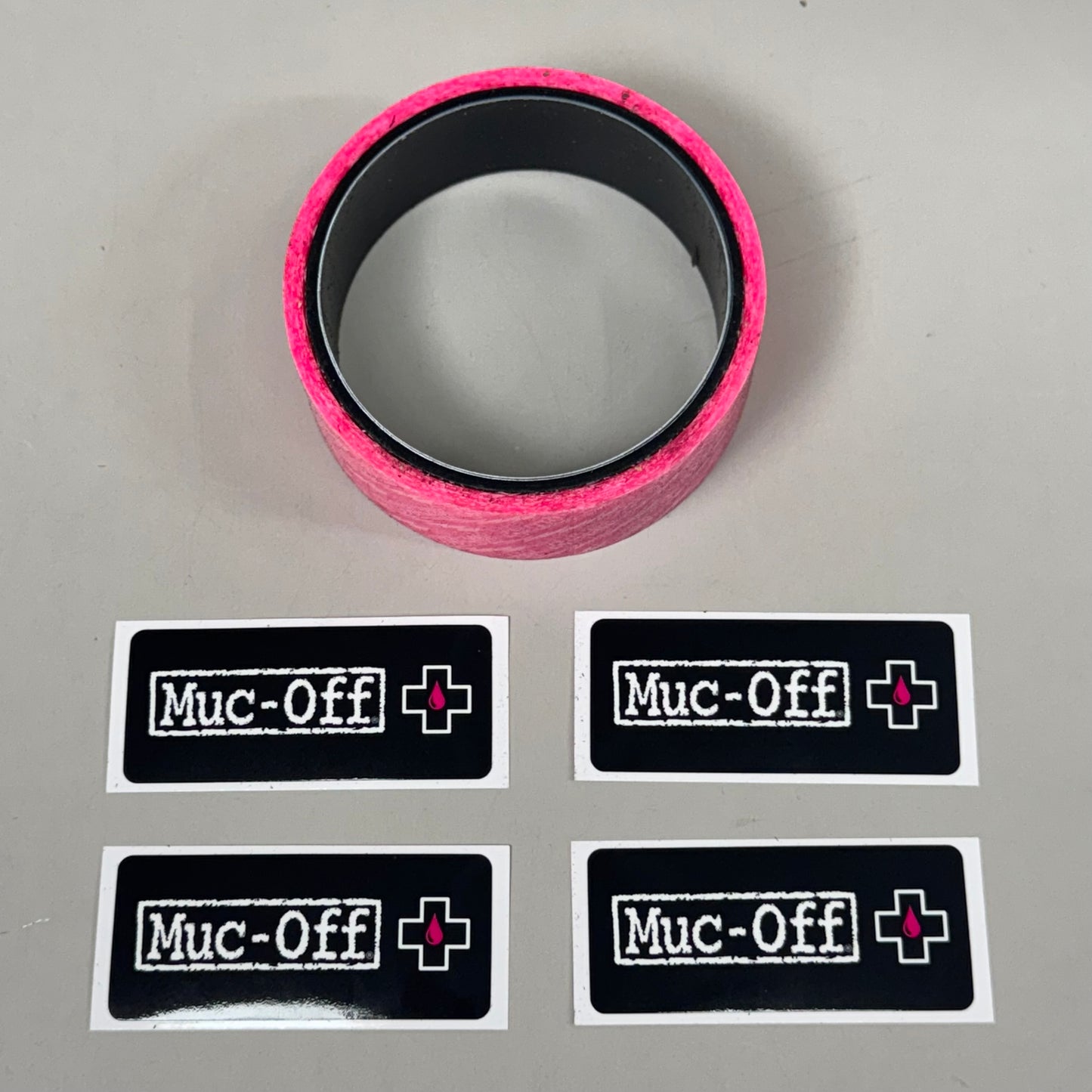 ZA@ MUC-OFF Bike Rim Tape 10 Metre Roll Plastic w/ 4x Seal Patches 30mm Pink 20072 As-is