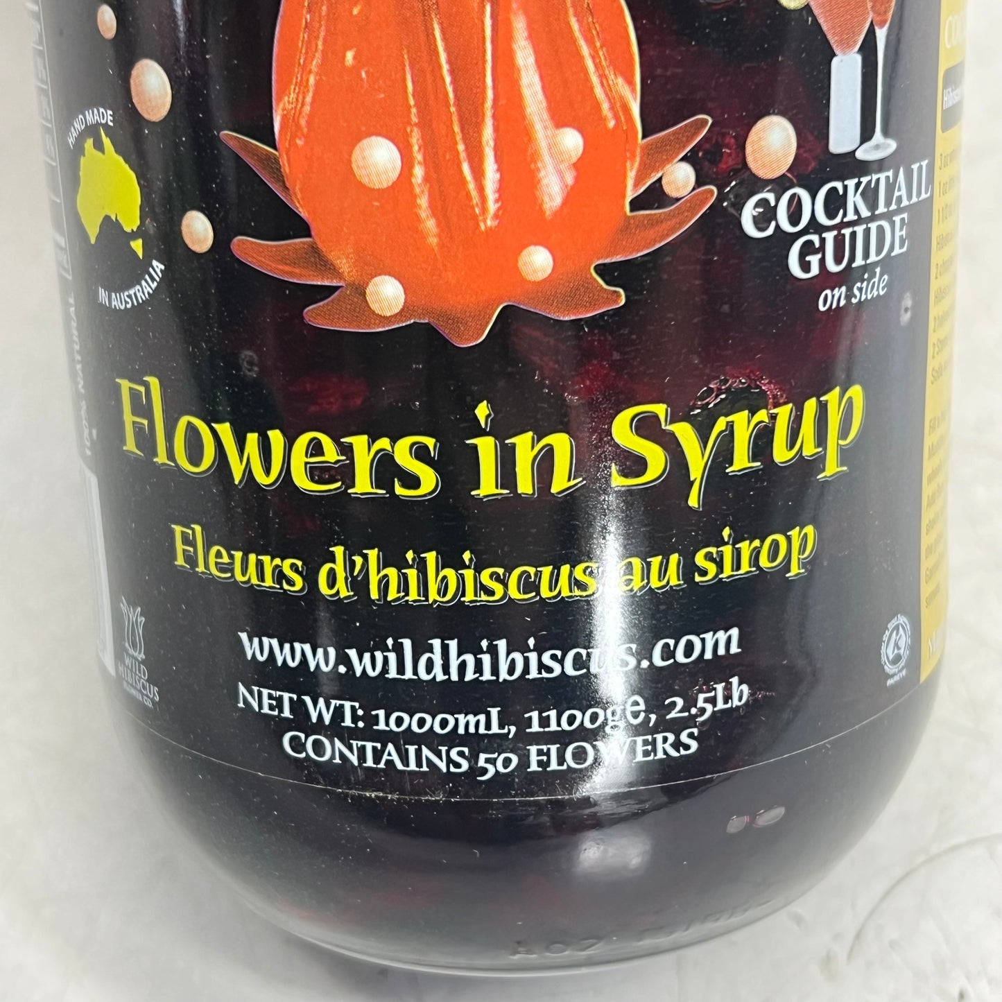 WILD HIBISCUS FLOWER (50 FLOWERS) Wild Hibiscus Flowers In Syrup 2.5lb BB 06/29