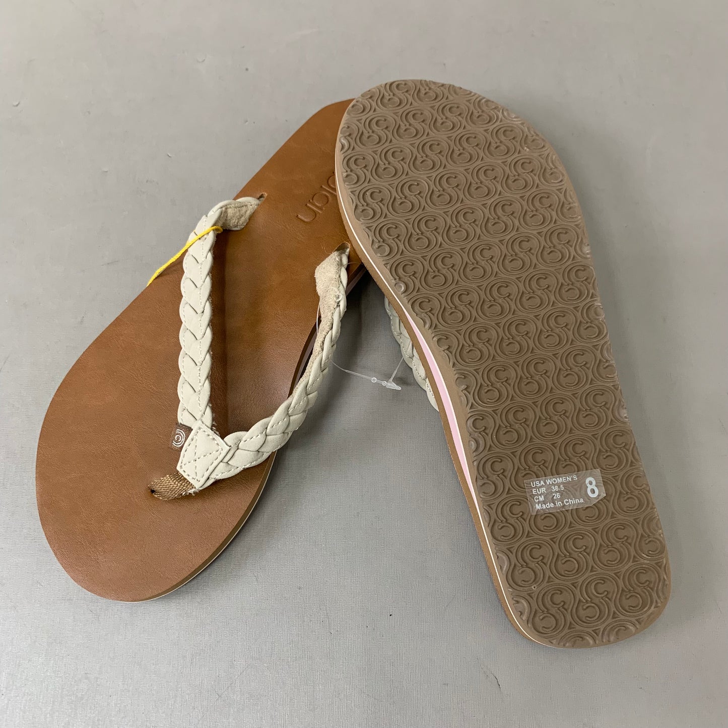 COBIAN Braided Pacifica Sandals Women's SZ 8, EU 38.5 Cream BBP23-110-8