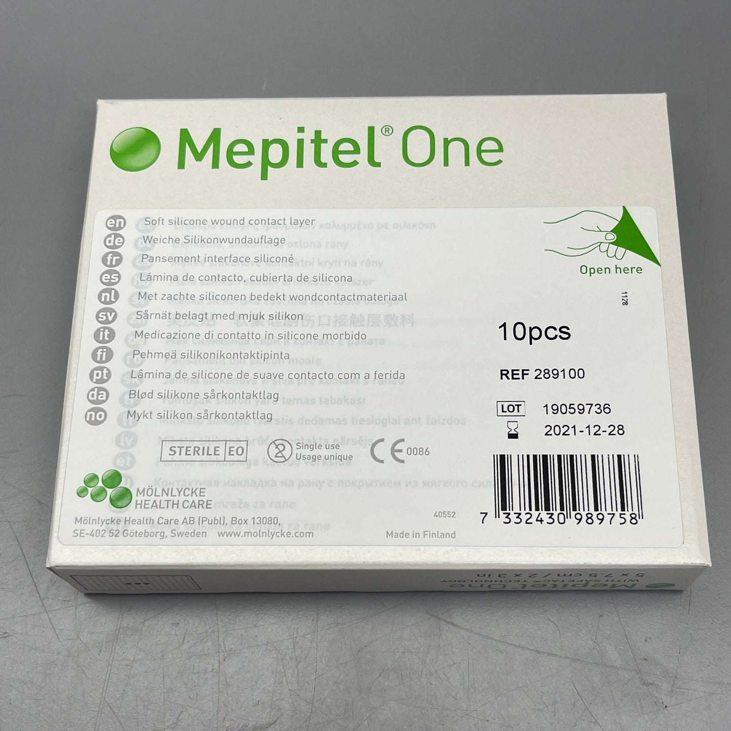 MOLNLYCKE Mepitel One Soft Silcone Wound Contact 2" x 3" 5x7.5cm (10 Pack) 289100