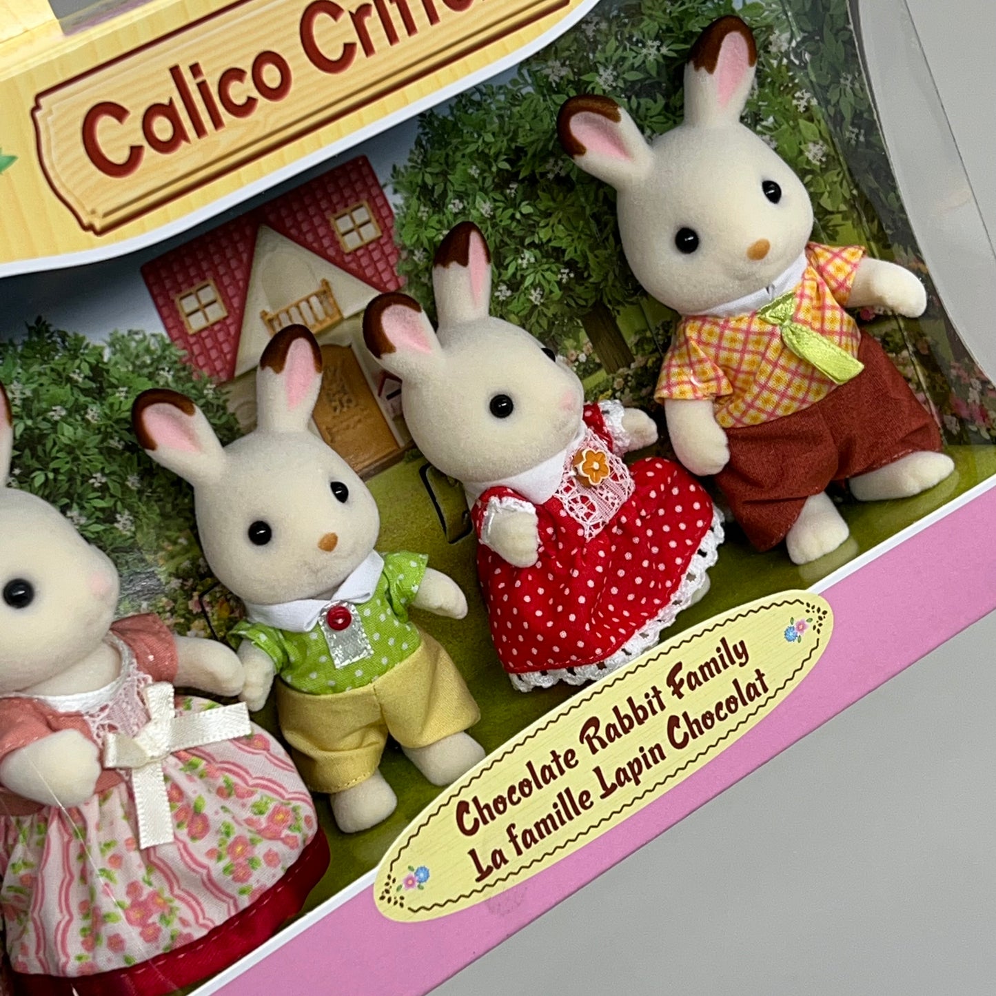 CALICO CRITTERS Chocolate Colored Ear Tip Rabbit Family 4 Posable Figure CC2028