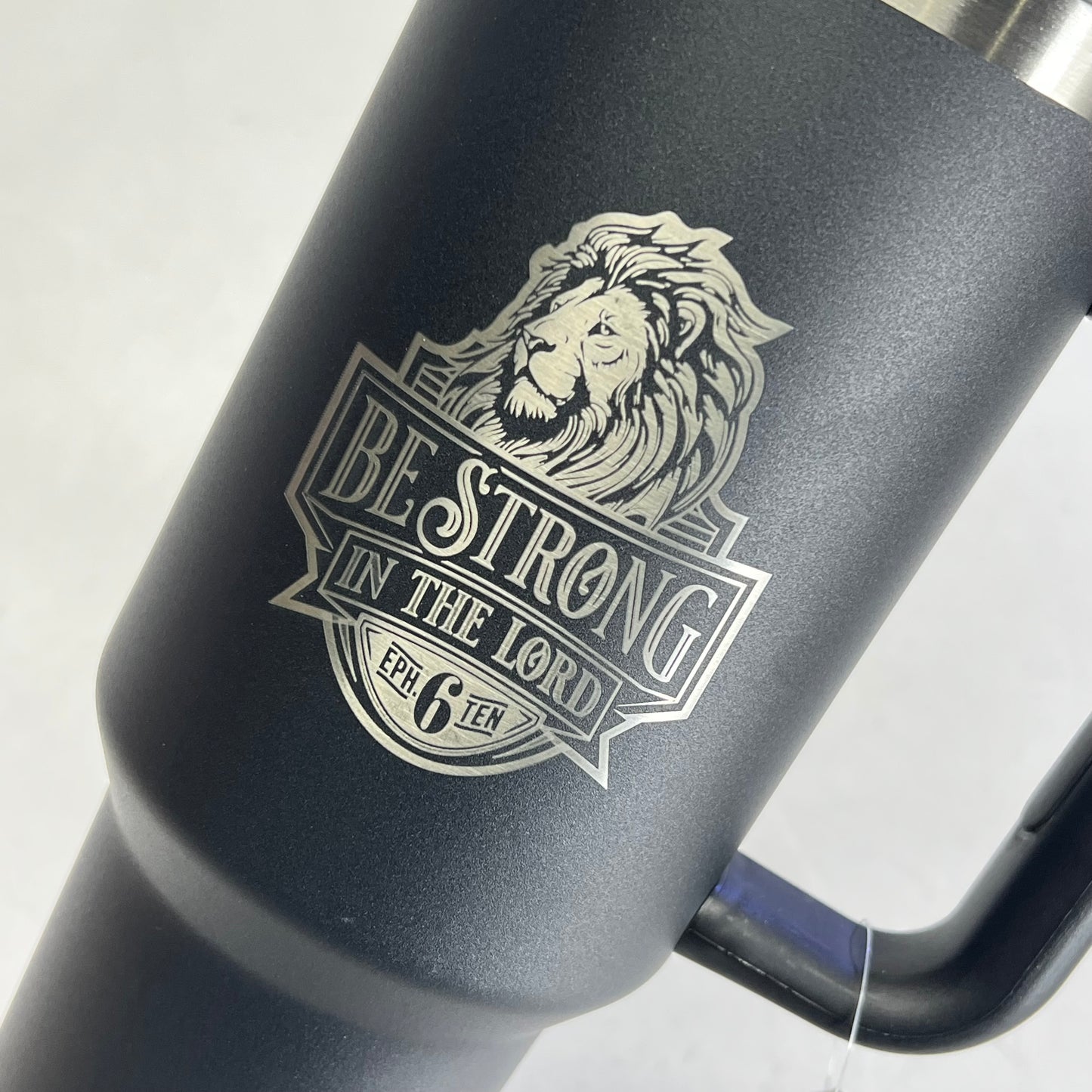 CHRISTIAN ART GIFTS Ephesians 6:10 Tumbler with Straw 40 oz Matte Black SMUG283