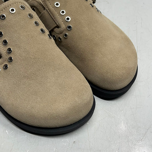 ZA@ ZARA Cow Leather Studded Split Suede Buckle Clogs Women's Sz 37 Tan