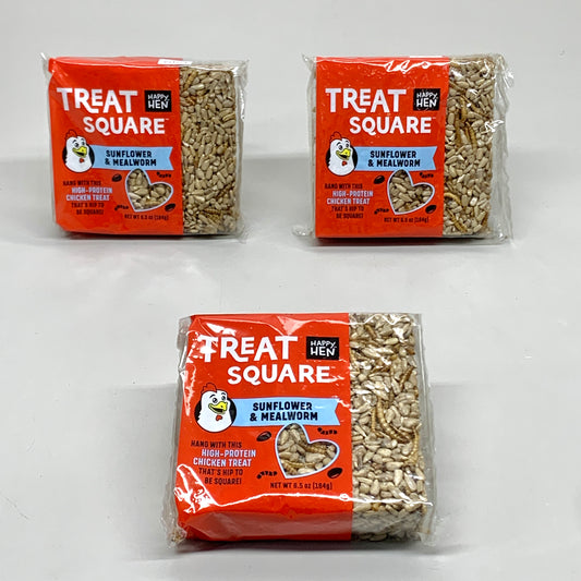 HAPPY HEN (3 PACK) Treat Square Mealworm & Sunflower 5.5 oz 855297003285