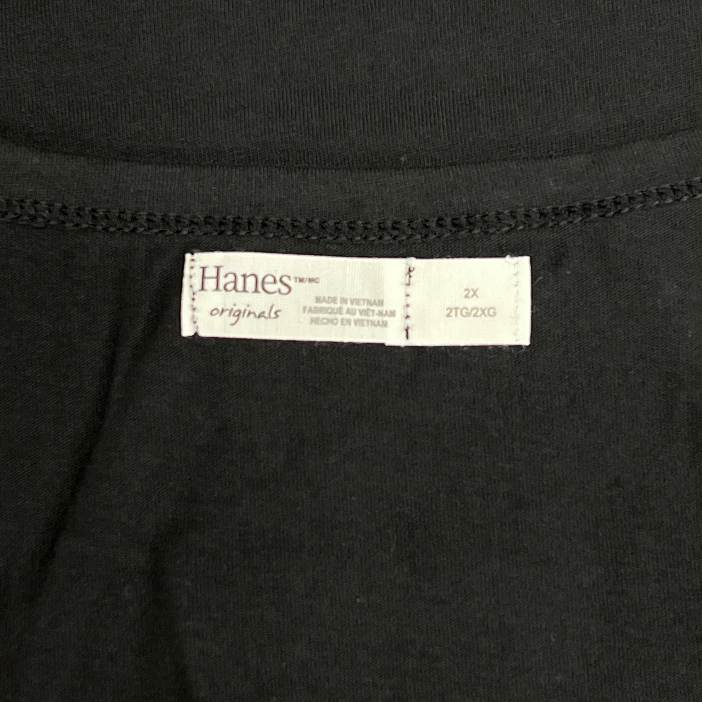 HANES Originals V Neck Tee Shirt W/ Chest Pocket Women's Sz 2X Black 0G159P