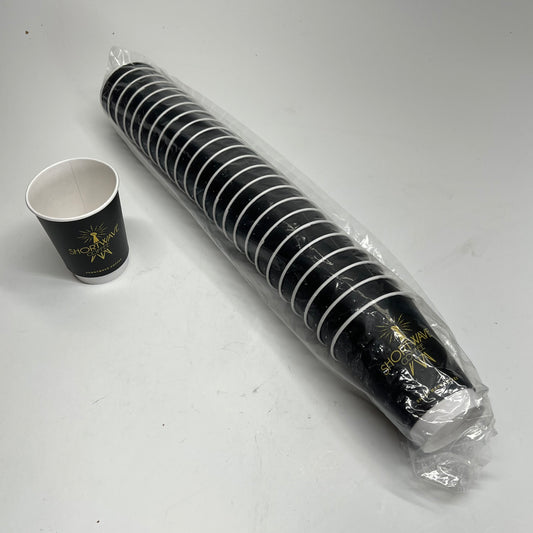 ZA@ SHORTWAVE COFFEE (25 PACK) Disposable Hot Beverage Cups  4"x3.5" Black/White