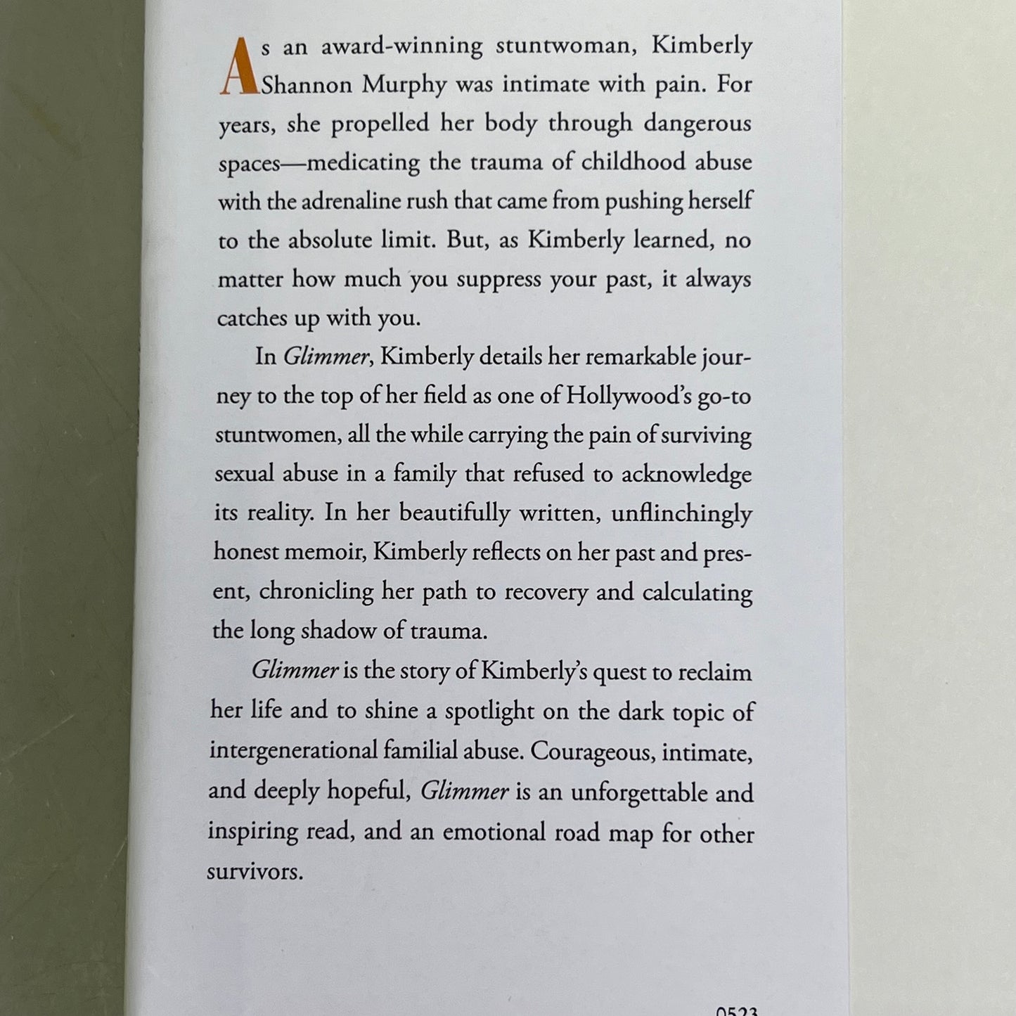 GLIMMER A Child Abuse, Memoir & Women's Biography By Kimberly Shannon Murphy