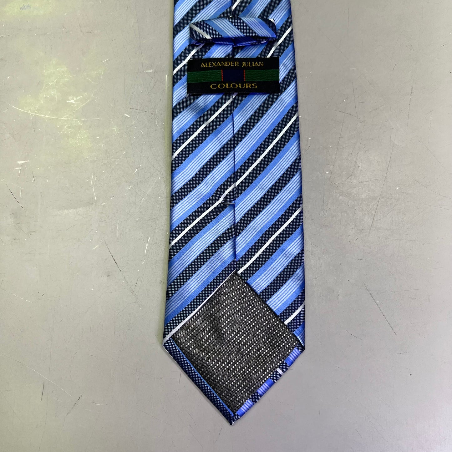 ALEXANDER JULIAN COLOURS Slanted Formal Pattern Tie 60" Blue/White (Pre-Owned)