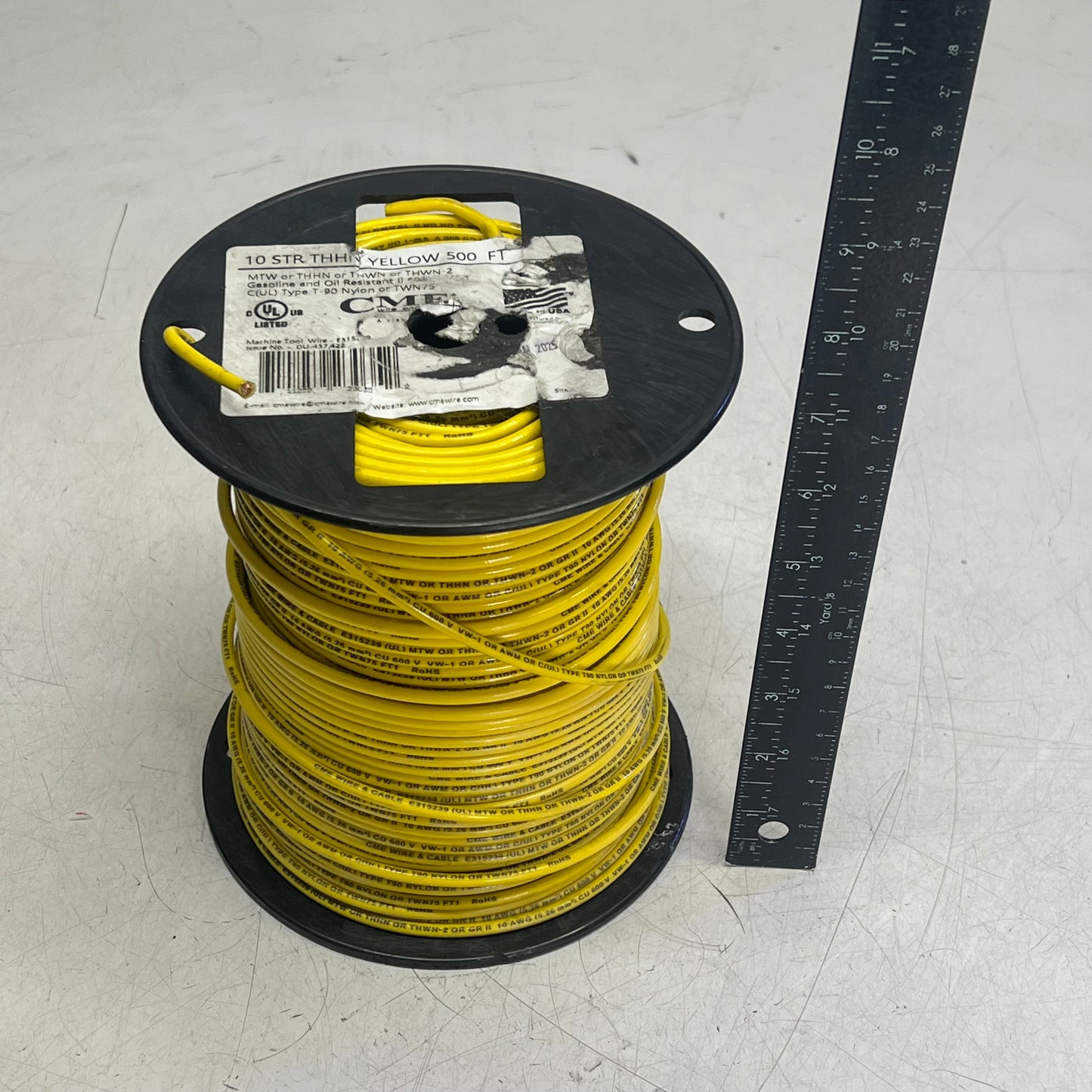 CME Wire & Cable Coated Copper Thhn 10 Str 10 AWG 500' Yellow E315239