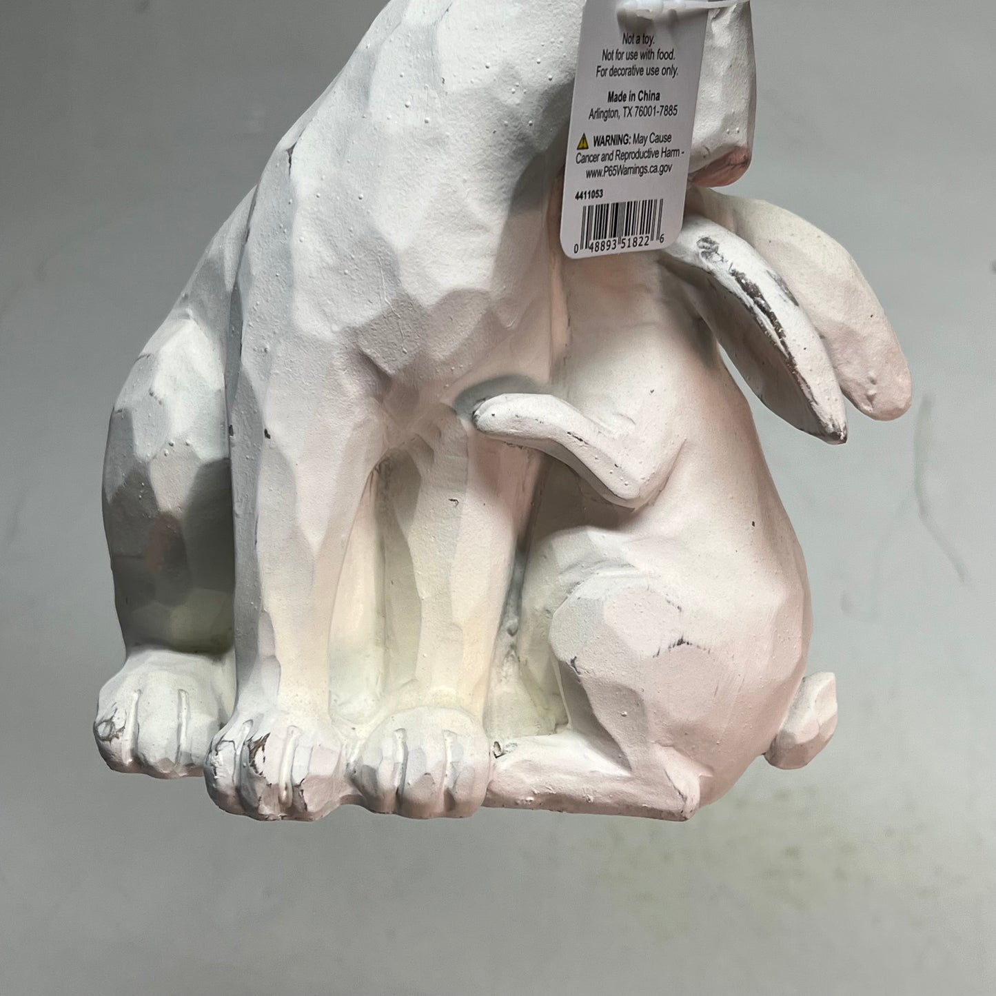 RAZ IMPORTS Rabbit & Baby Cuddling Resin Figure Home Decor 10.5" White 4411053