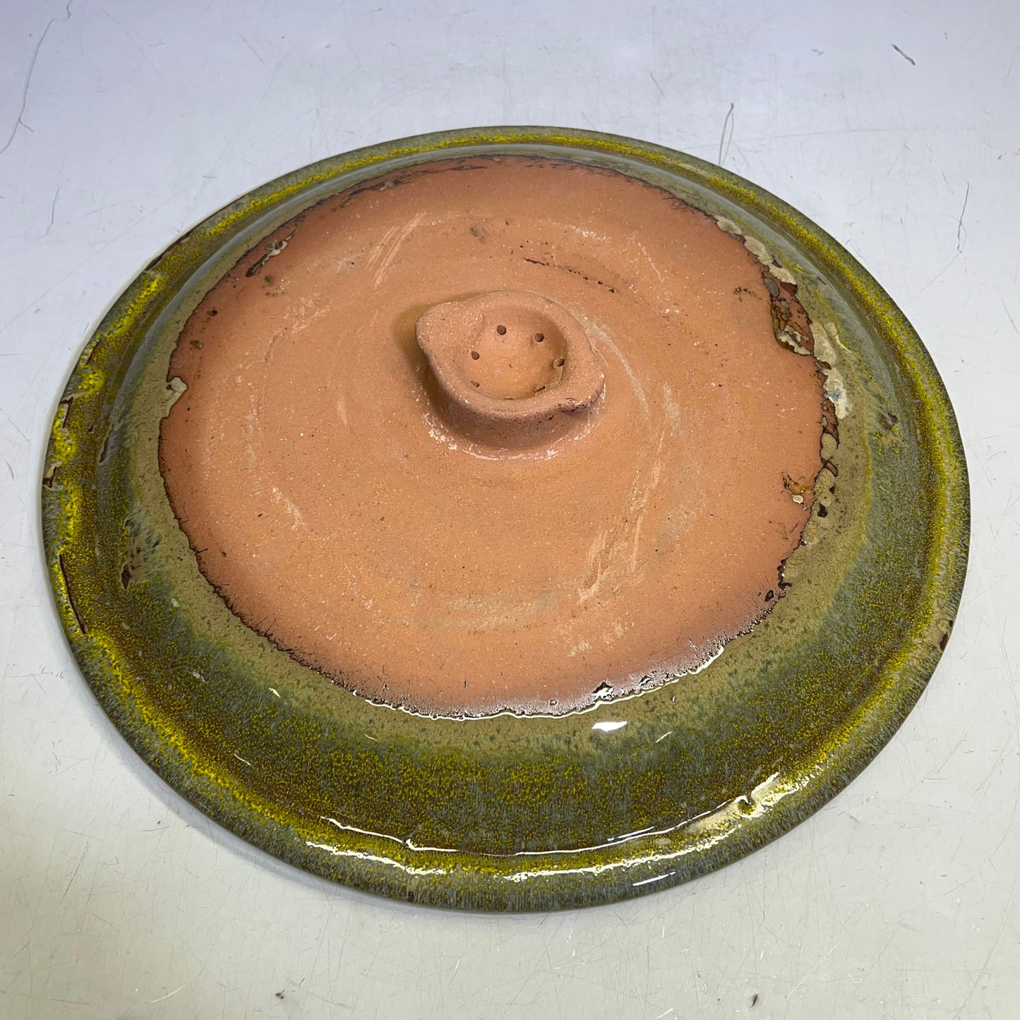 ZA@ Glazed Pottery 2 Piece Swirl Stand Bird Bath 22" L x 20" Dia Bright Yellow/Taupe