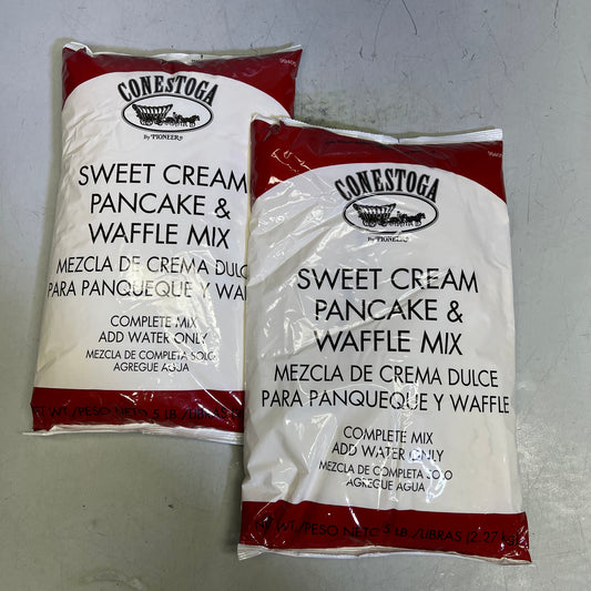 ZA@PIONEER (2 PACK, 5 POUND EACH) Conestoga Sweet Cream Pancake & Waffle Mix White BB 08/25