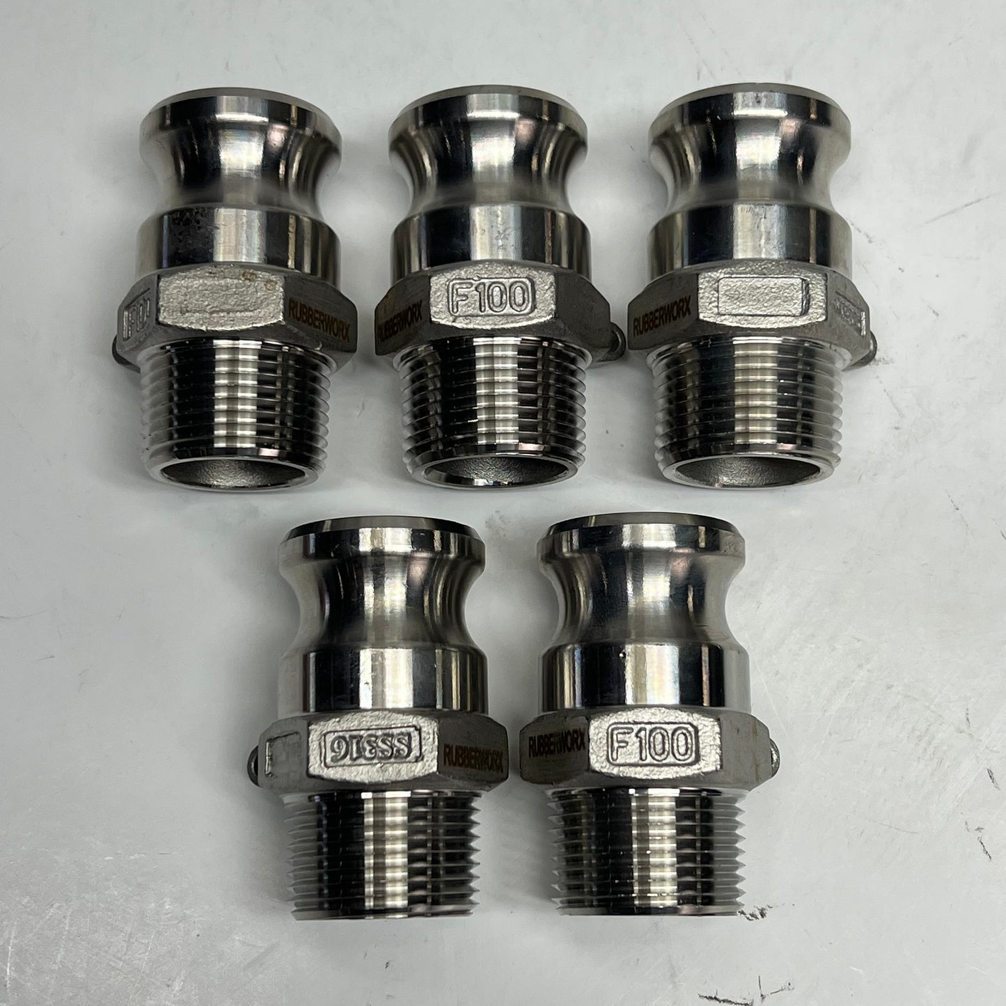 RUBBERWORX (5 PACK) Stainless Steel Type F Camlock Adaptor 1" SS316 F-100