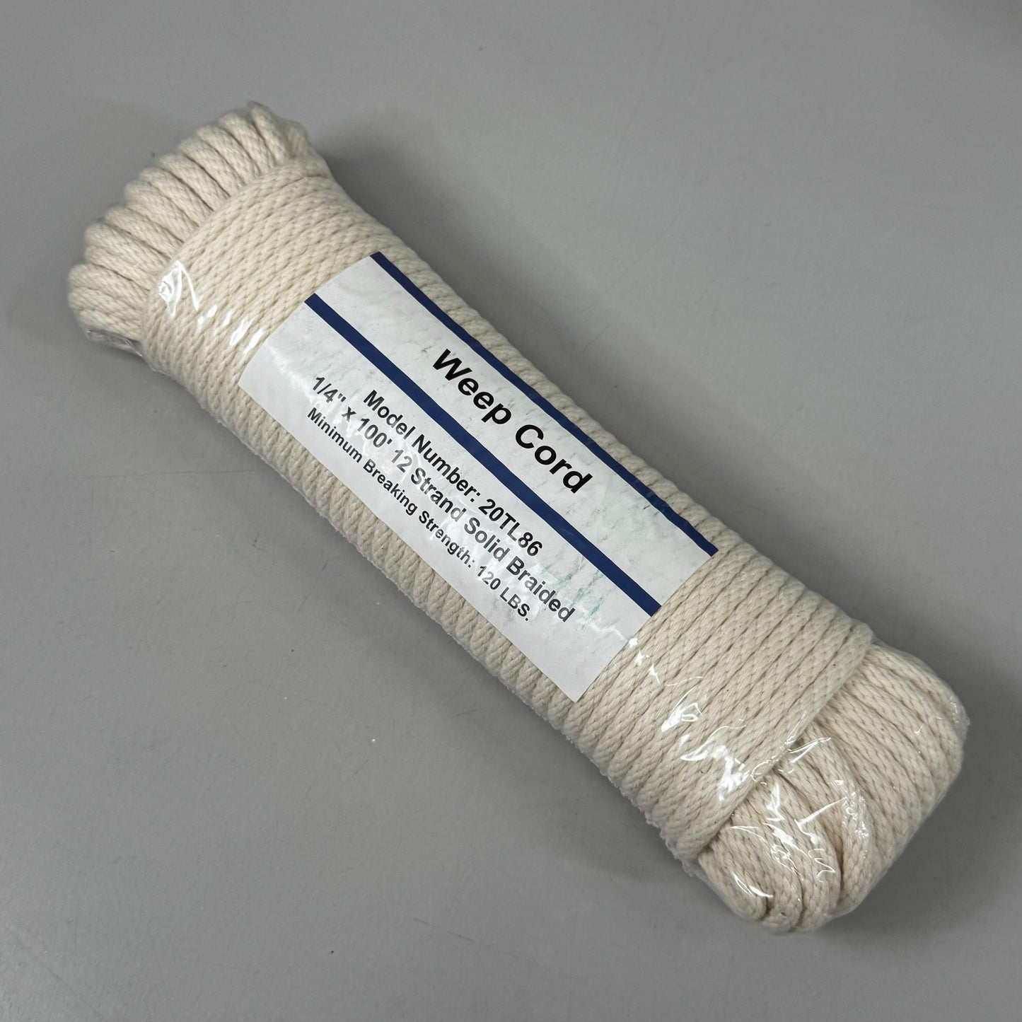 ZA@ UNKNOWN VENDOR General Purpose Utility Rope: Braid, 1/4 in Dia 20 Lbs C