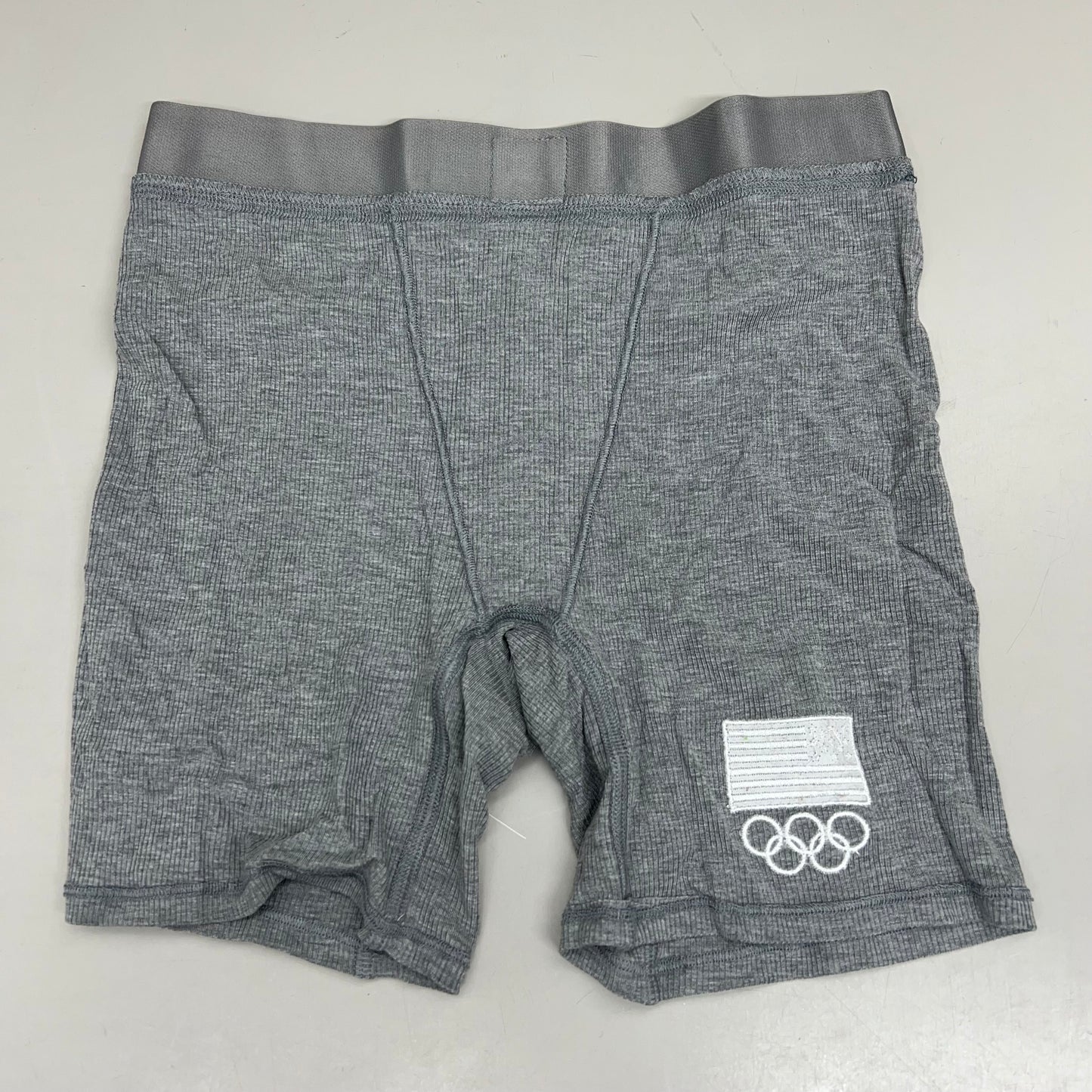 SKIMS Soft & Stretchy Cotton Rib Olympic Boxer Women's Sz S Heather Grey